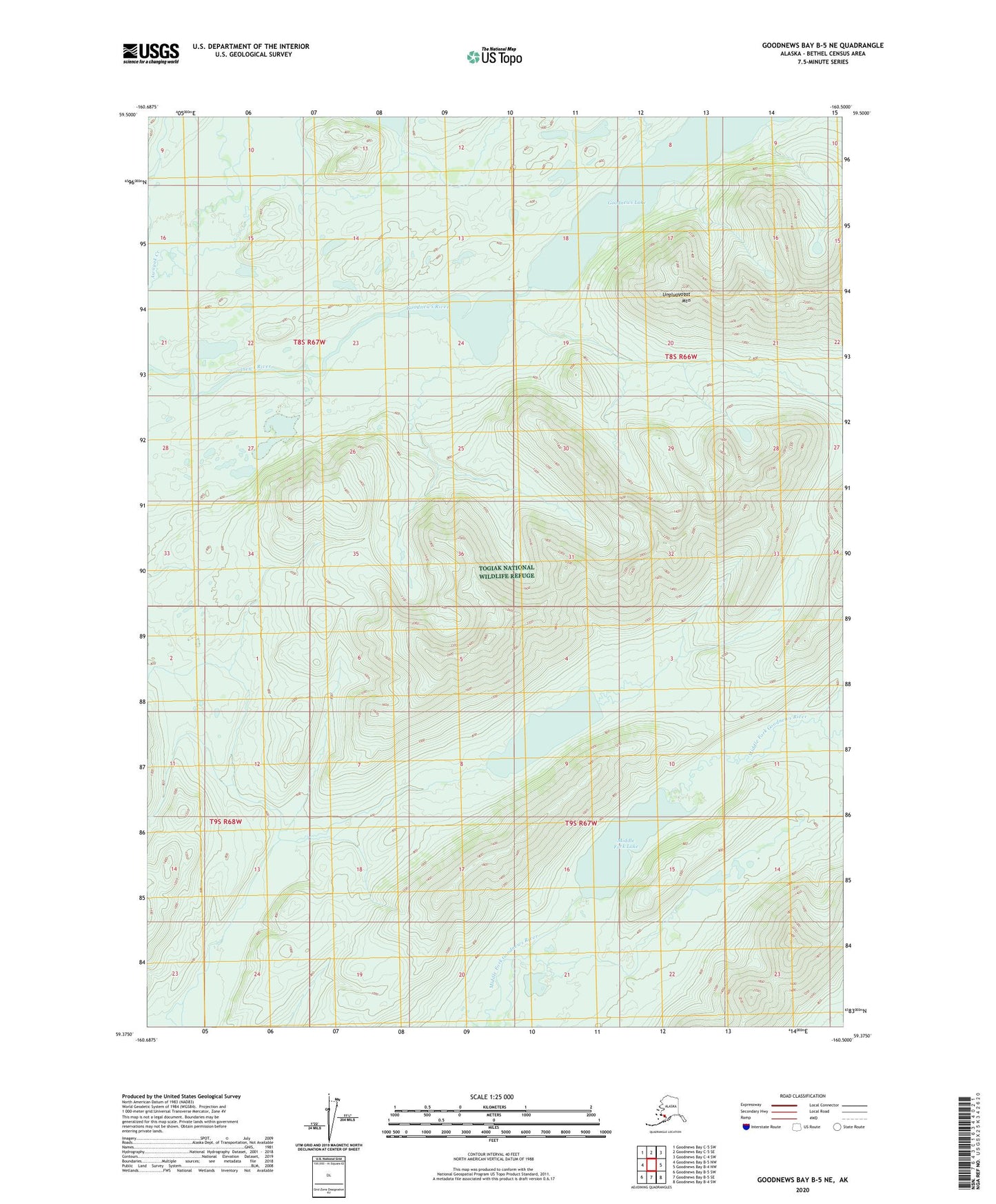 Goodnews Bay B-5 NE Alaska US Topo Map Image