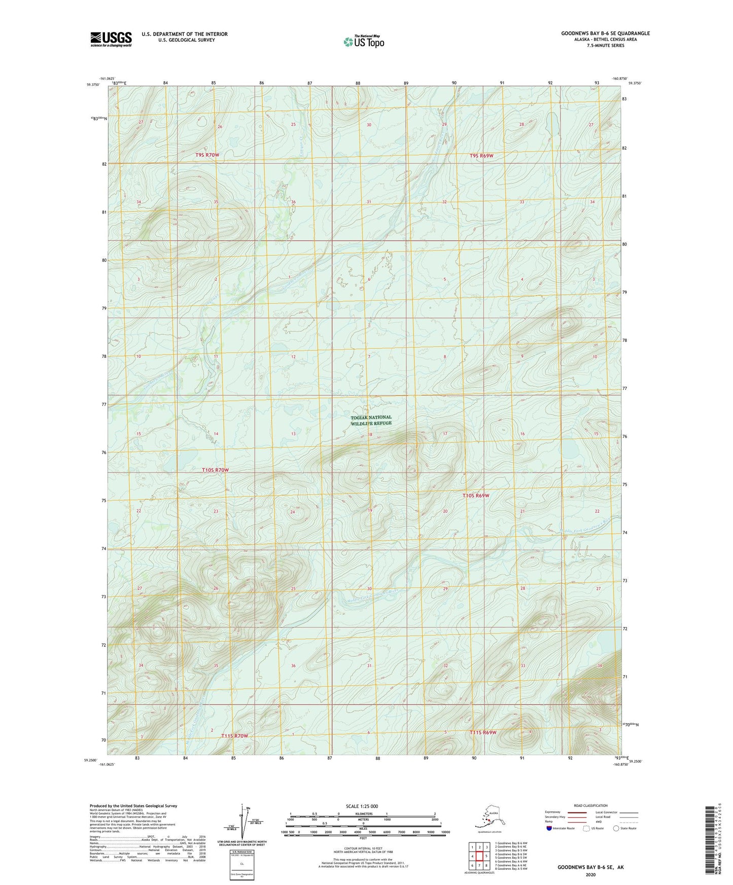 Goodnews Bay B-6 SE Alaska US Topo Map Image