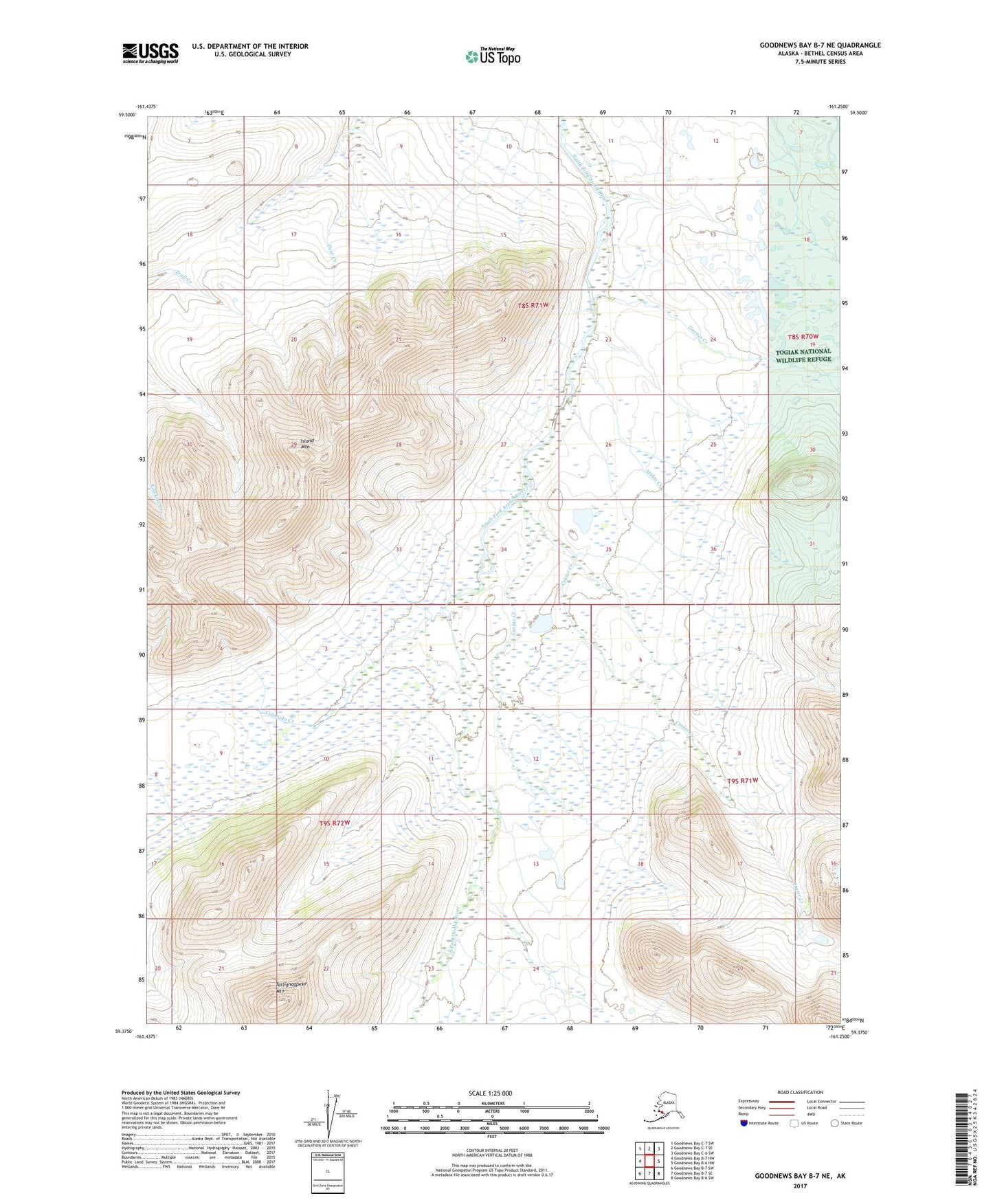 Goodnews Bay B-7 NE Alaska US Topo Map Image