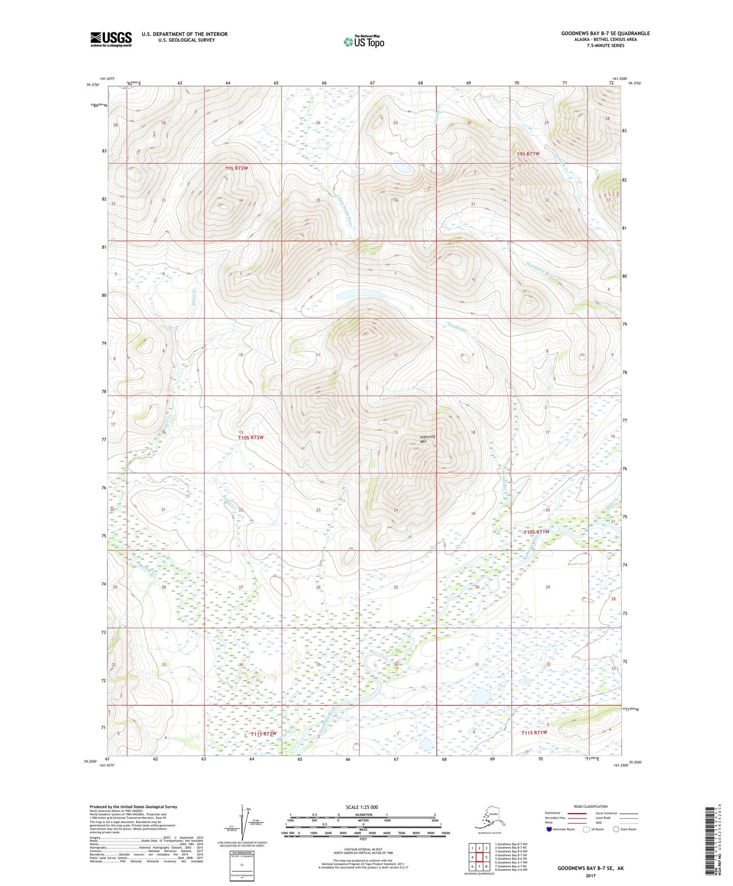 Goodnews Bay B-7 SE Alaska US Topo Map Image