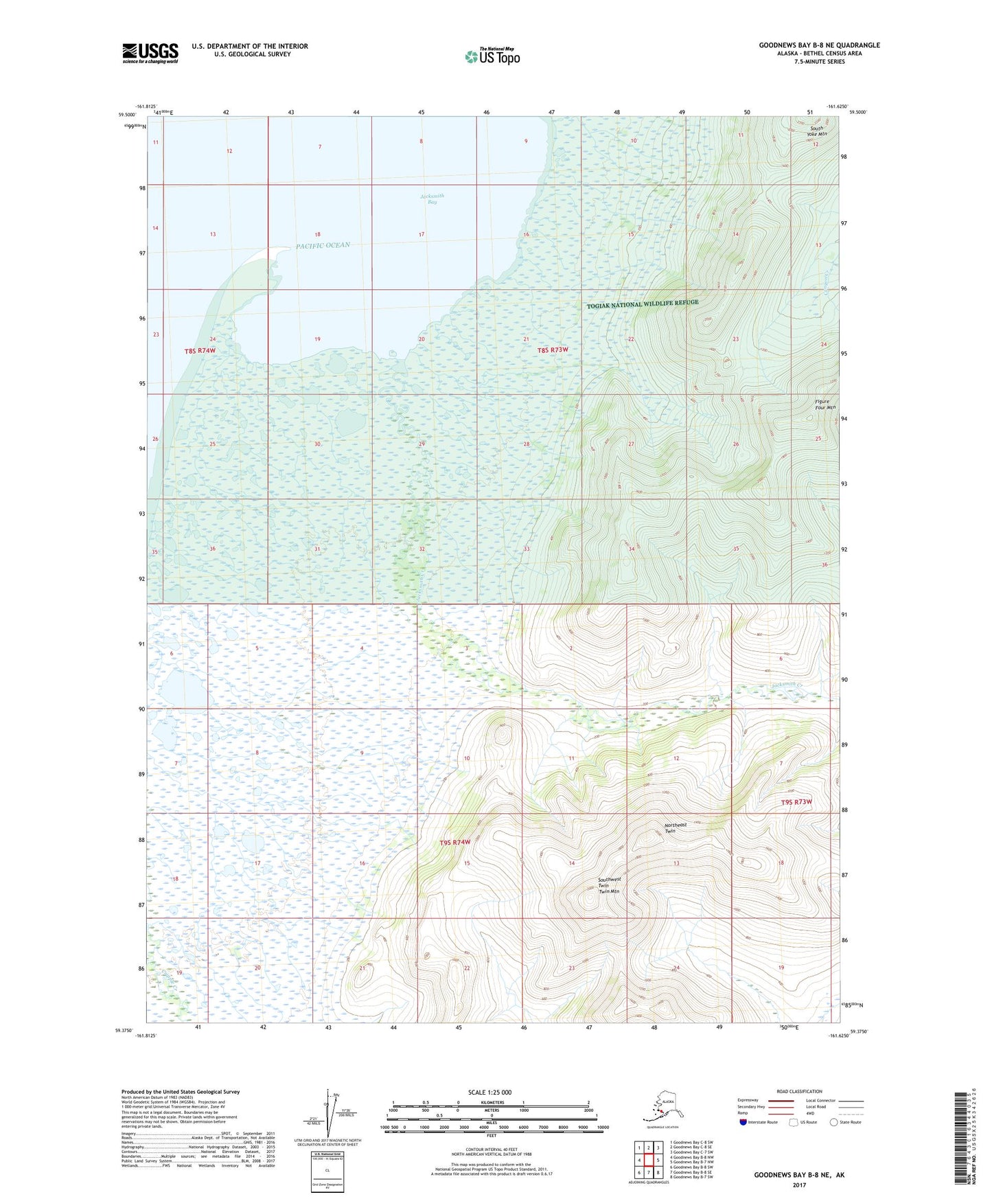 Goodnews Bay B-8 NE Alaska US Topo Map Image