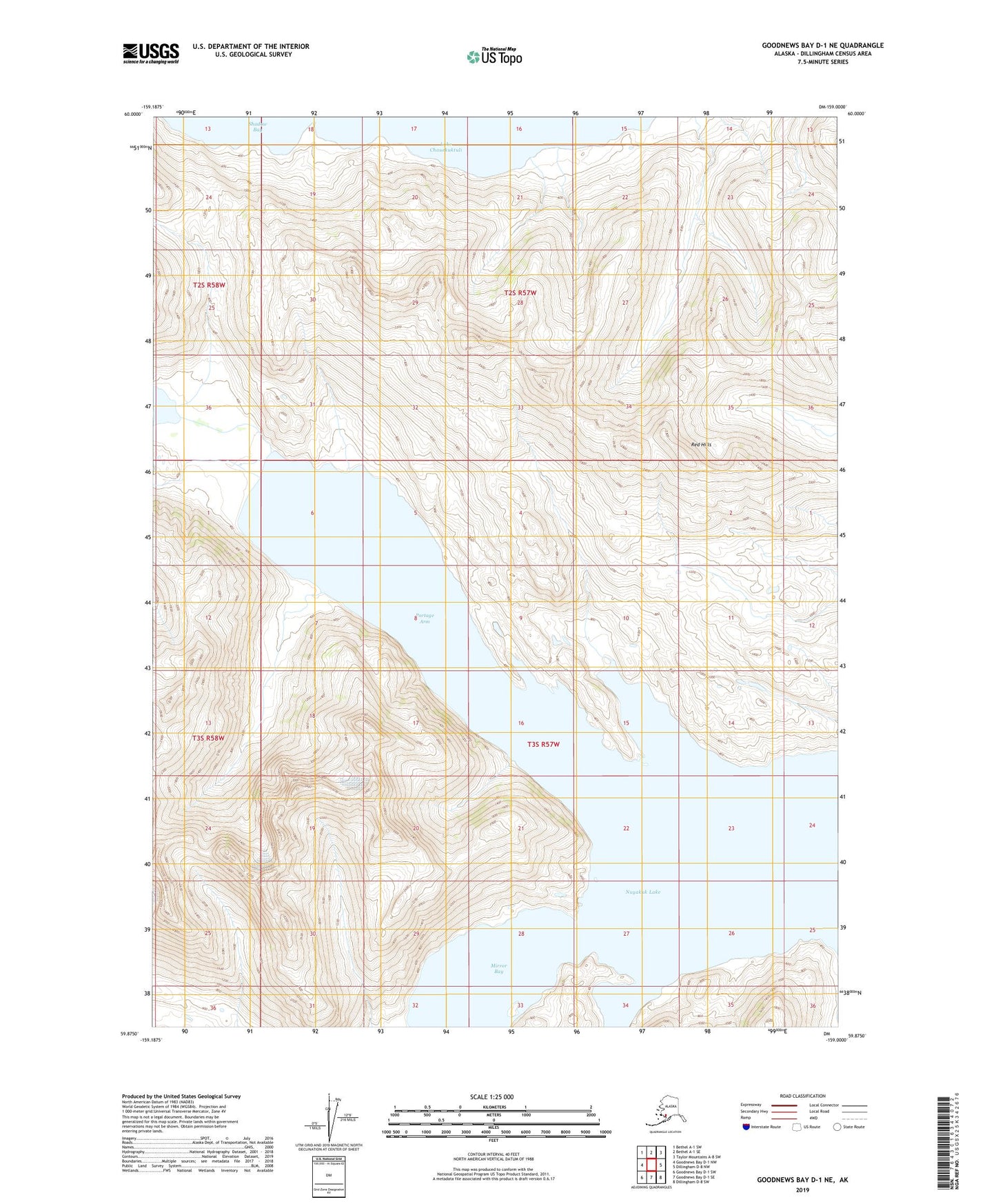 Goodnews Bay D-1 NE Alaska US Topo Map Image