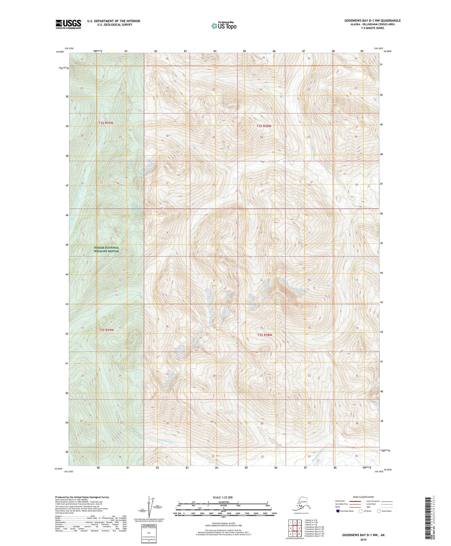 Goodnews Bay D-1 NW Alaska US Topo Map Image