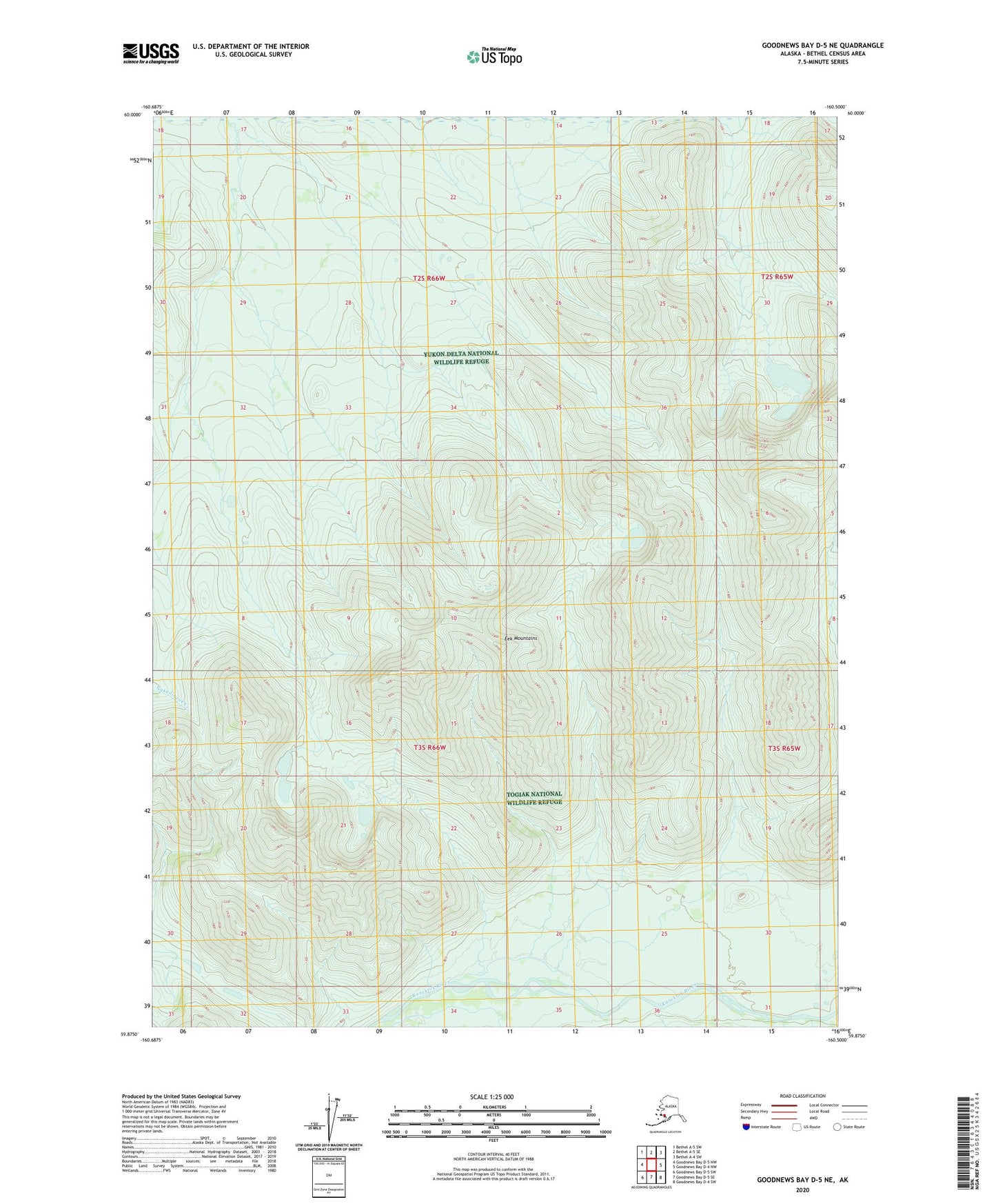 Goodnews Bay D-5 NE Alaska US Topo Map Image