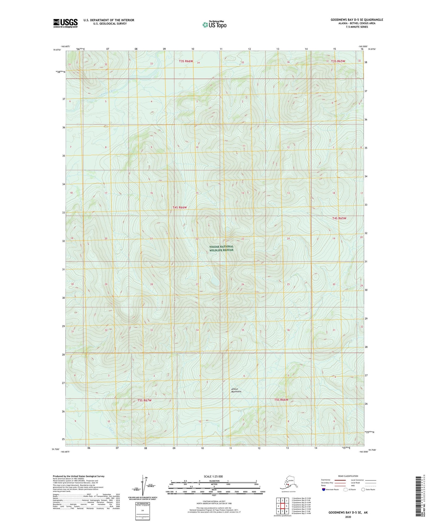 Goodnews Bay D-5 SE Alaska US Topo Map Image