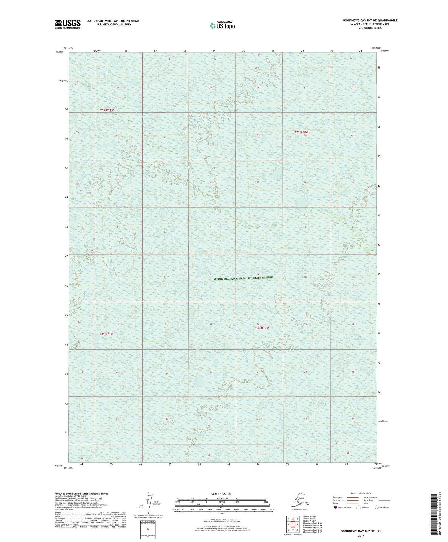 Goodnews Bay D-7 NE Alaska US Topo Map Image