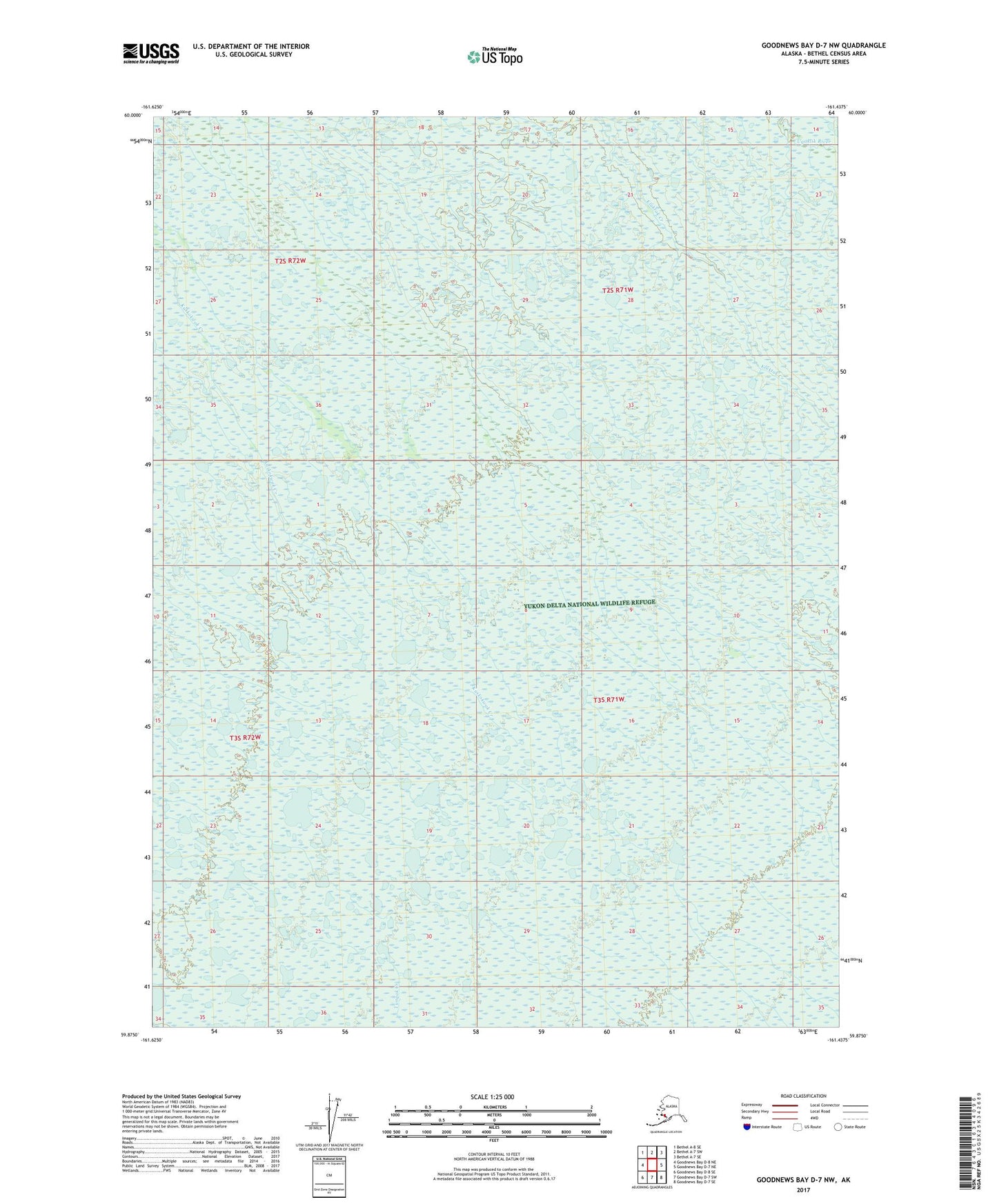 Goodnews Bay D-7 NW Alaska US Topo Map Image