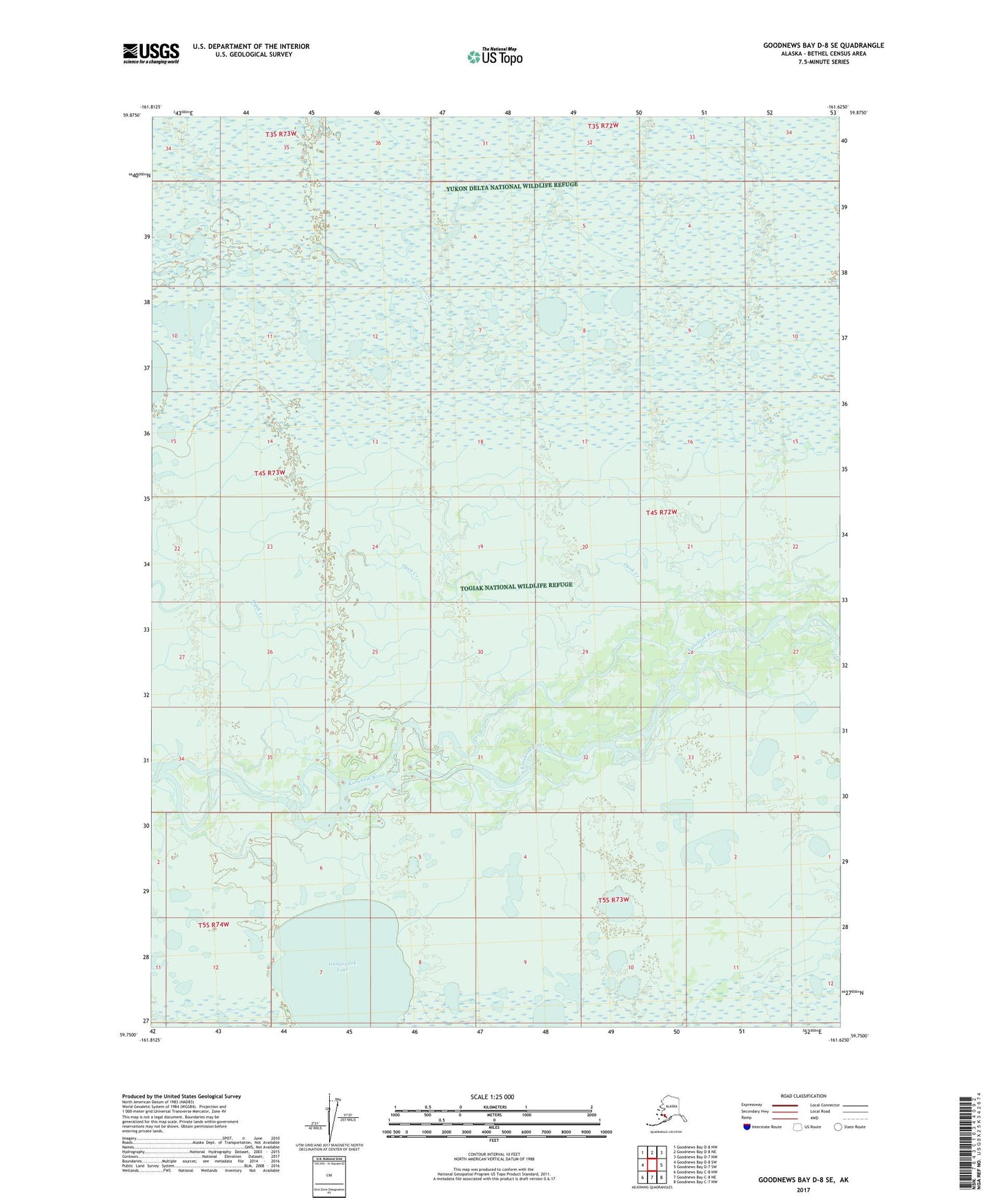 Goodnews Bay D-8 SE Alaska US Topo Map Image