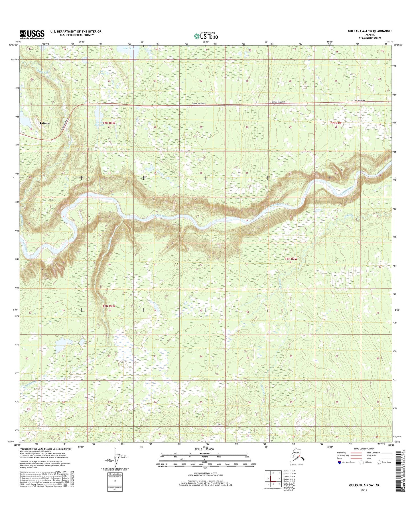 Gulkana A-4 SW Alaska US Topo Map Image