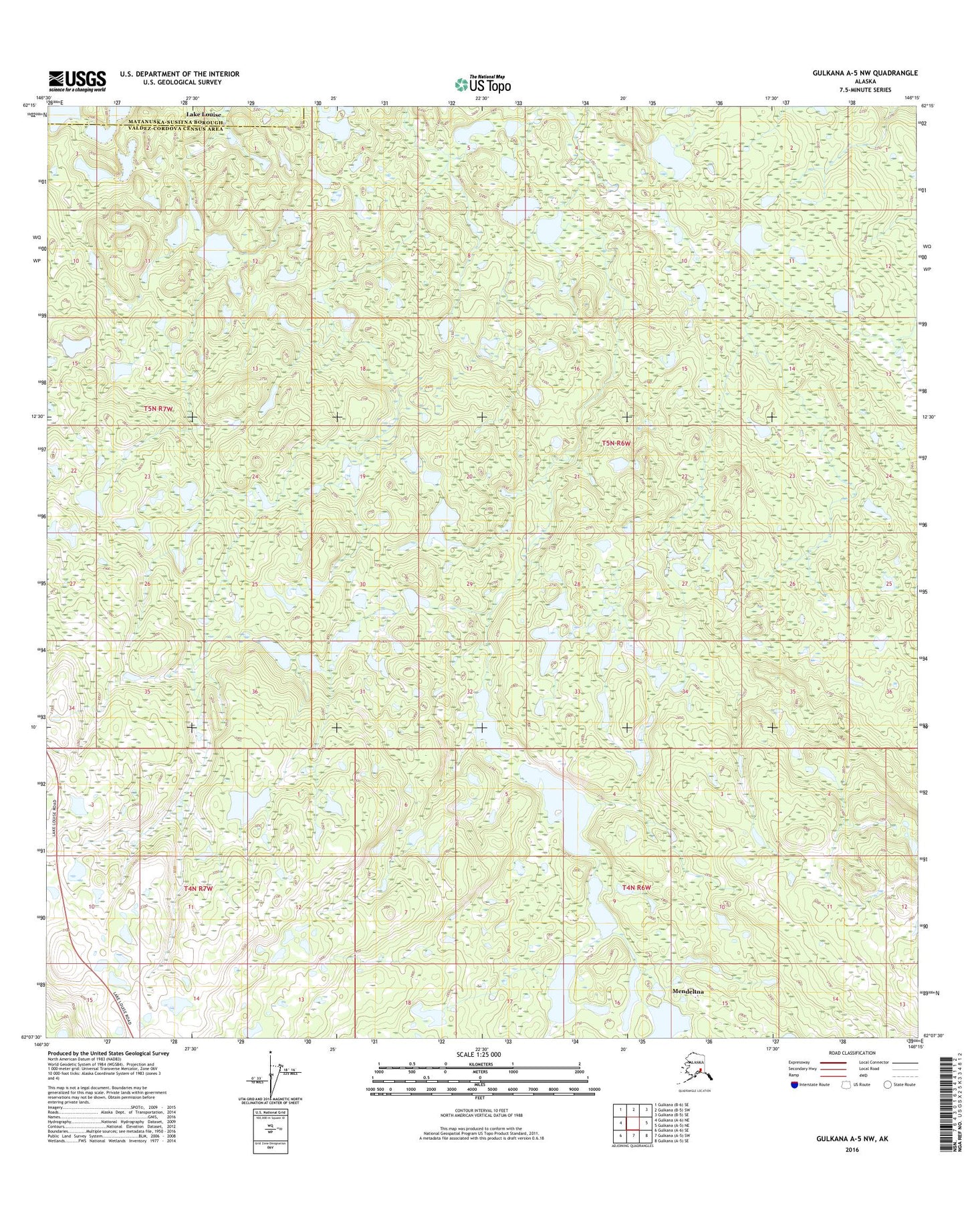 Gulkana A-5 NW Alaska US Topo Map Image