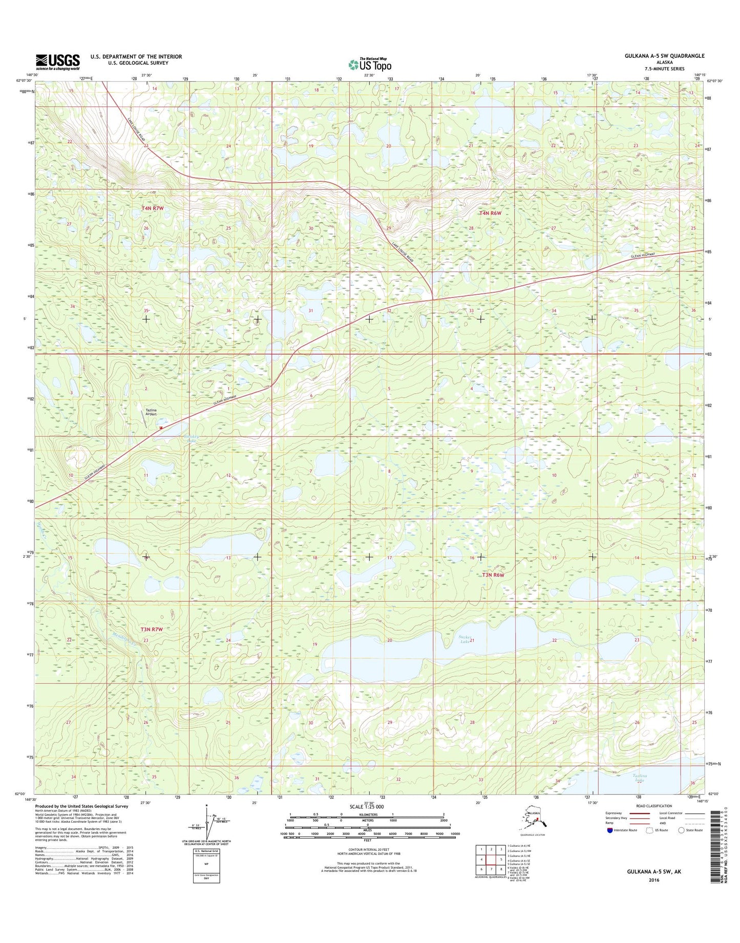 Gulkana A-5 SW Alaska US Topo Map Image