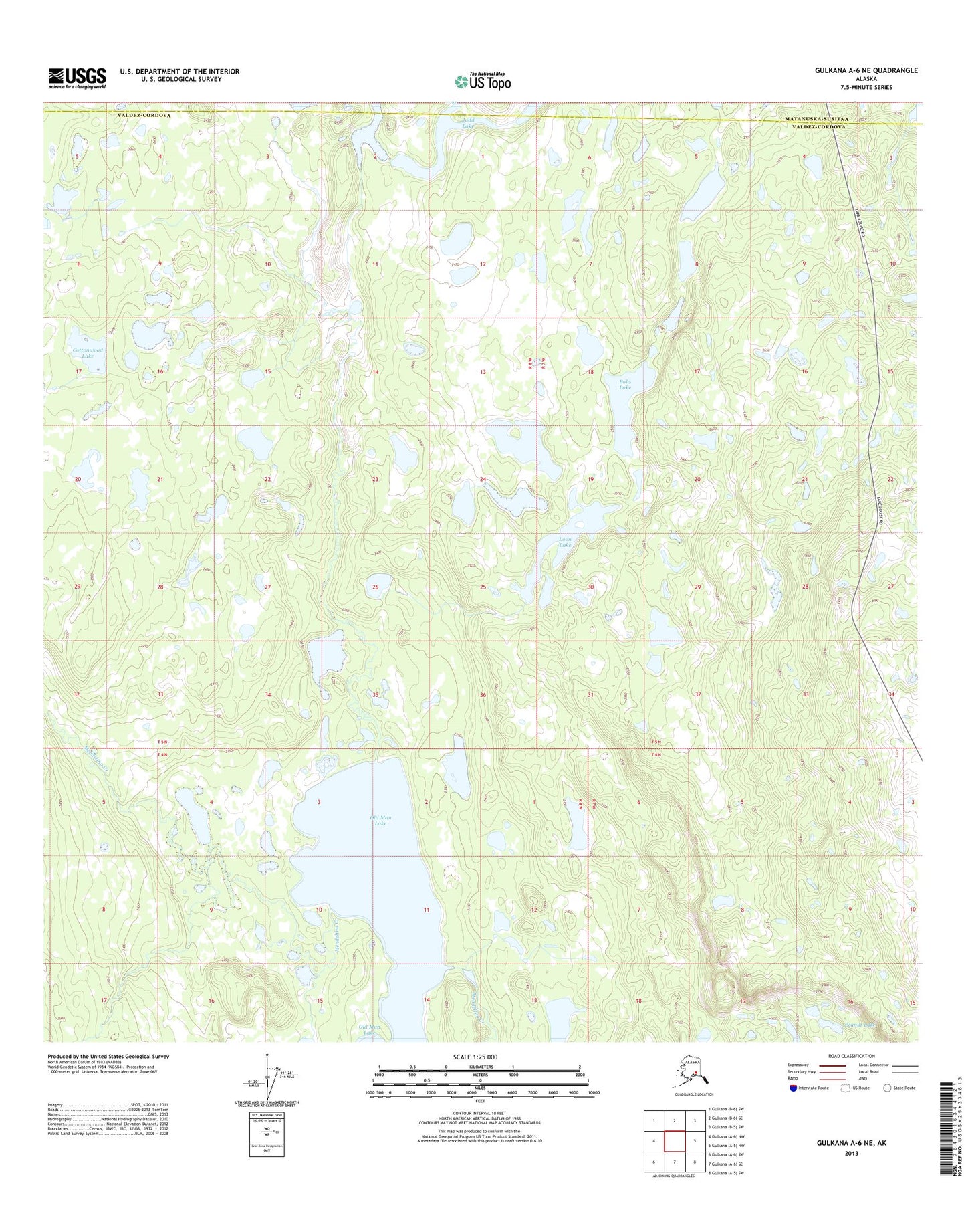 Gulkana A-6 NE Alaska US Topo Map Image