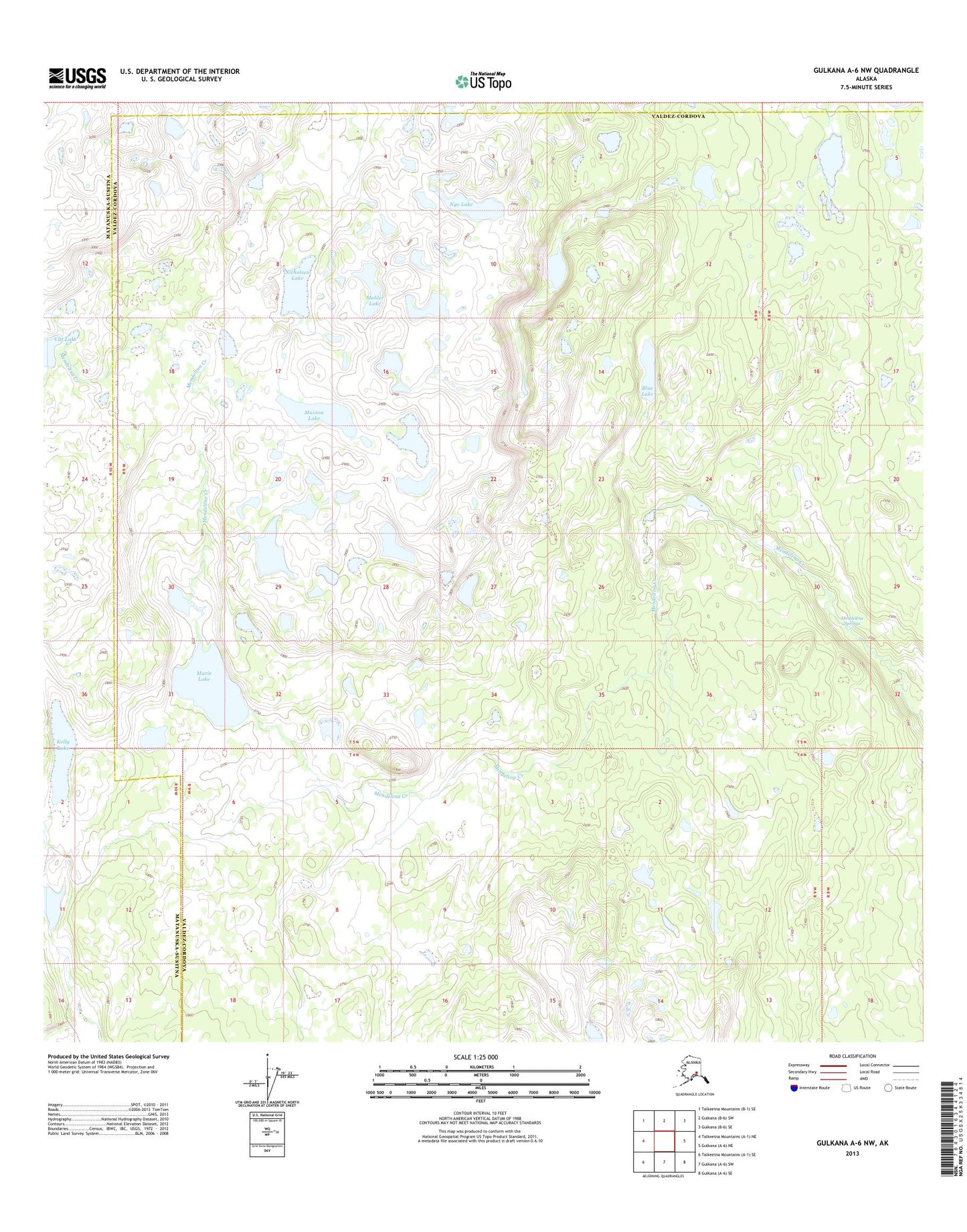 Gulkana A-6 NW Alaska US Topo Map Image