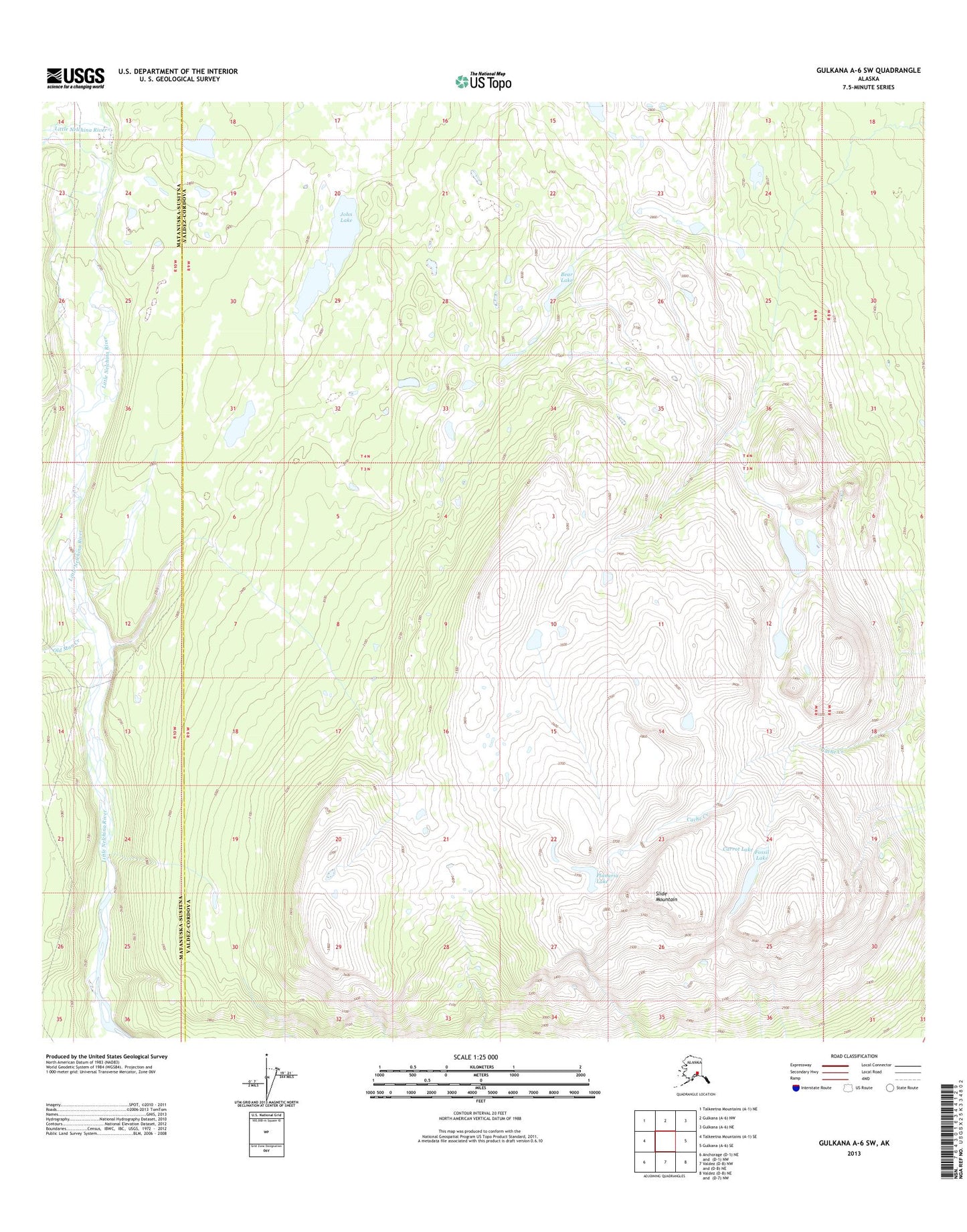 Gulkana A-6 SW Alaska US Topo Map Image