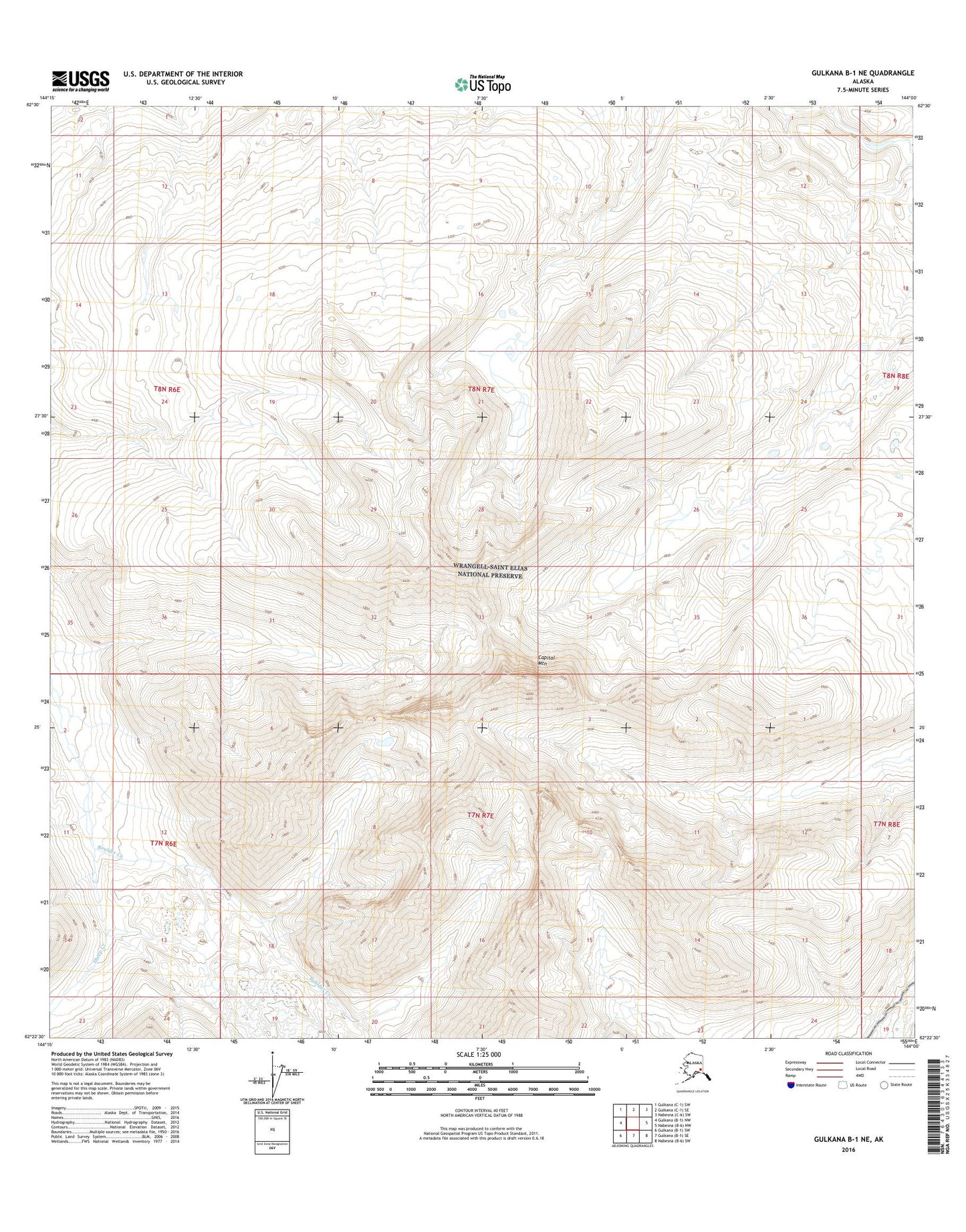 Gulkana B-1 NE Alaska US Topo Map Image