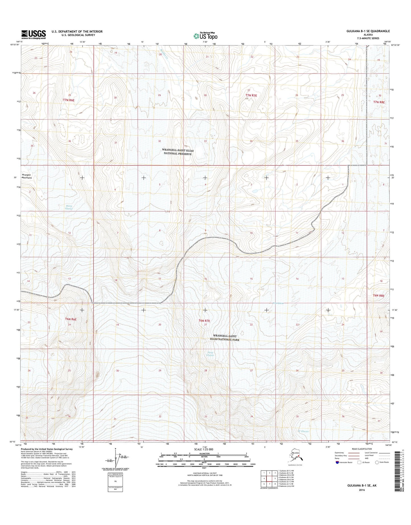 Gulkana B-1 SE Alaska US Topo Map Image