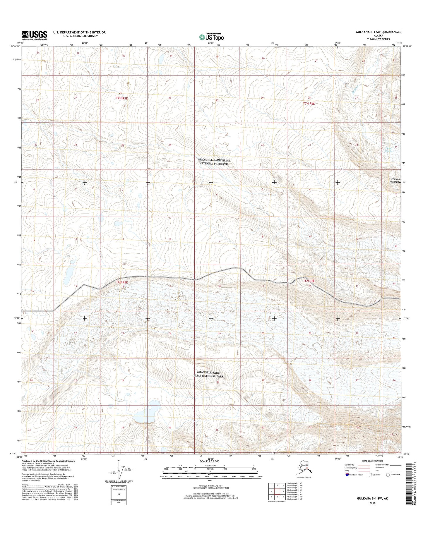Gulkana B-1 SW Alaska US Topo Map Image