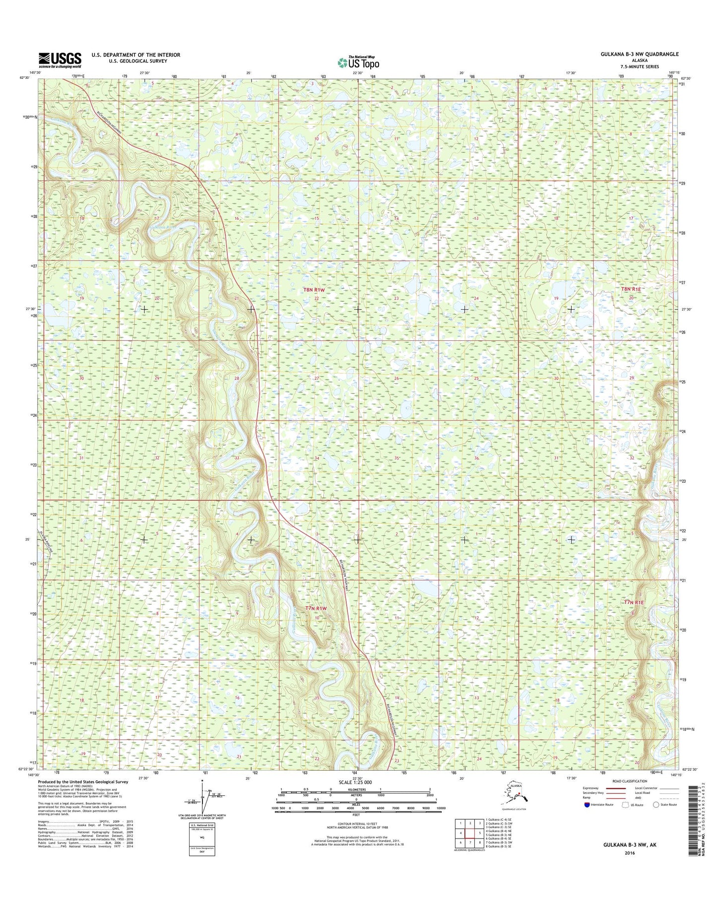 Gulkana B-3 NW Alaska US Topo Map Image