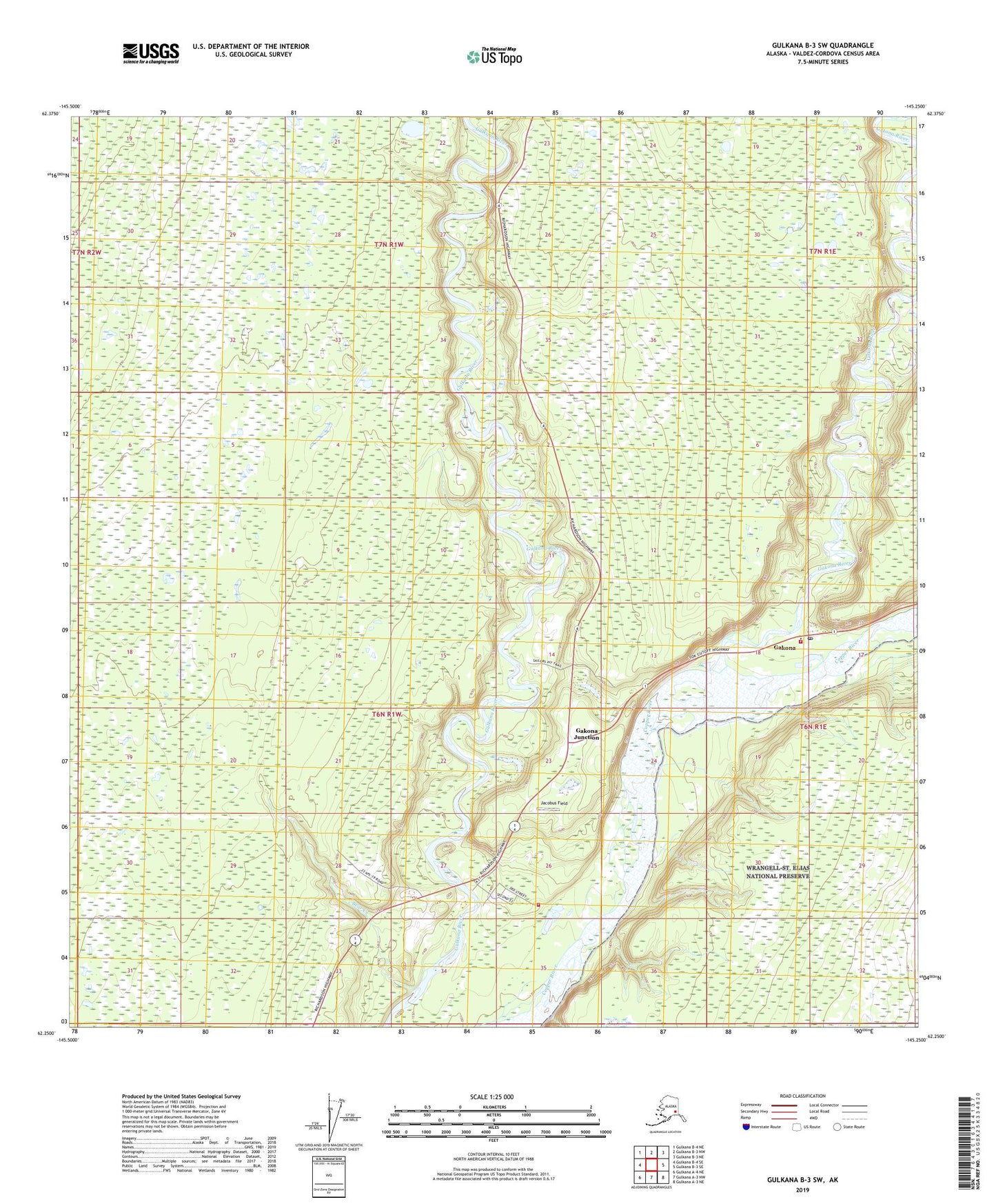 Gulkana B-3 SW Alaska US Topo Map Image