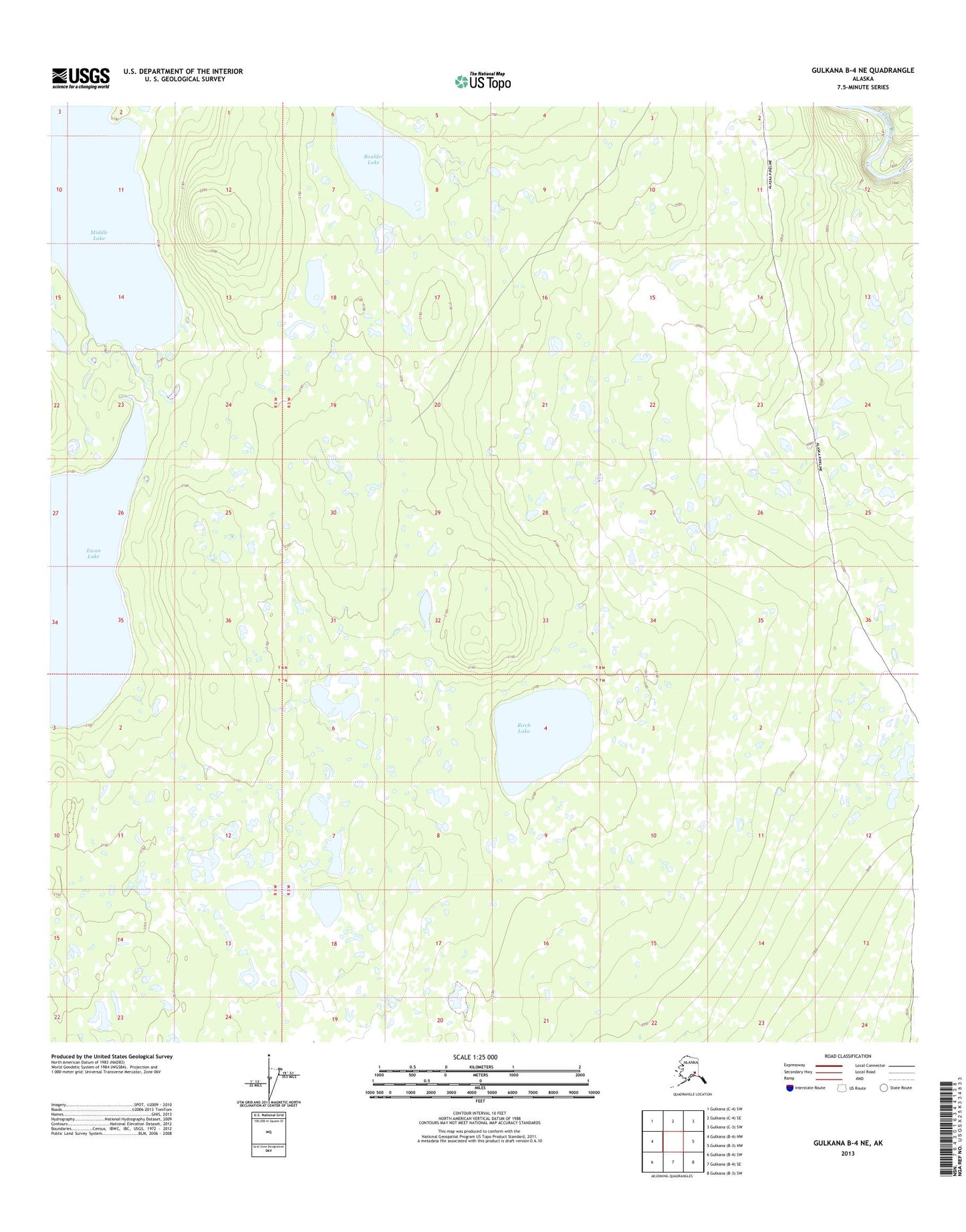 Gulkana B-4 NE Alaska US Topo Map Image