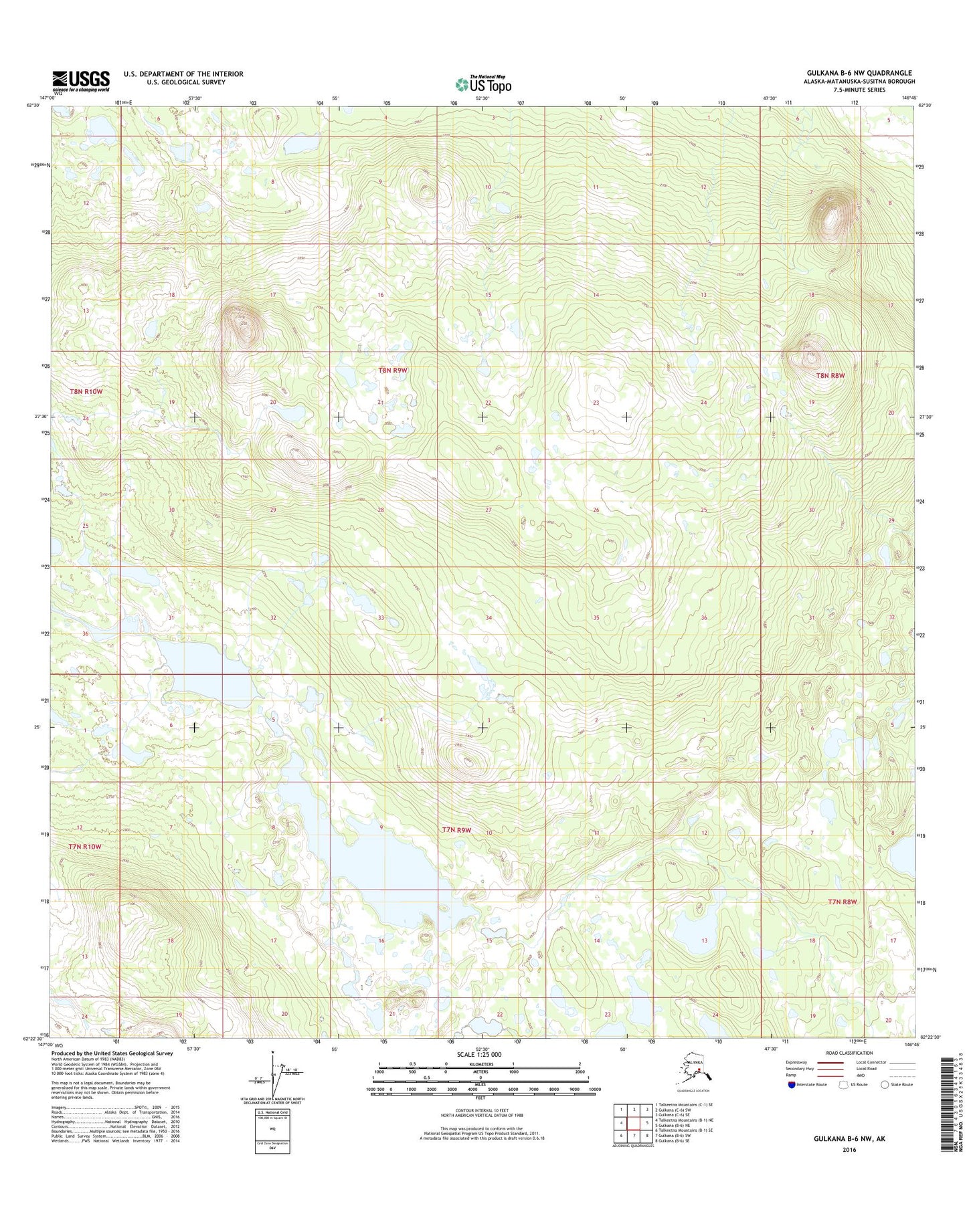 Gulkana B-6 NW Alaska US Topo Map Image