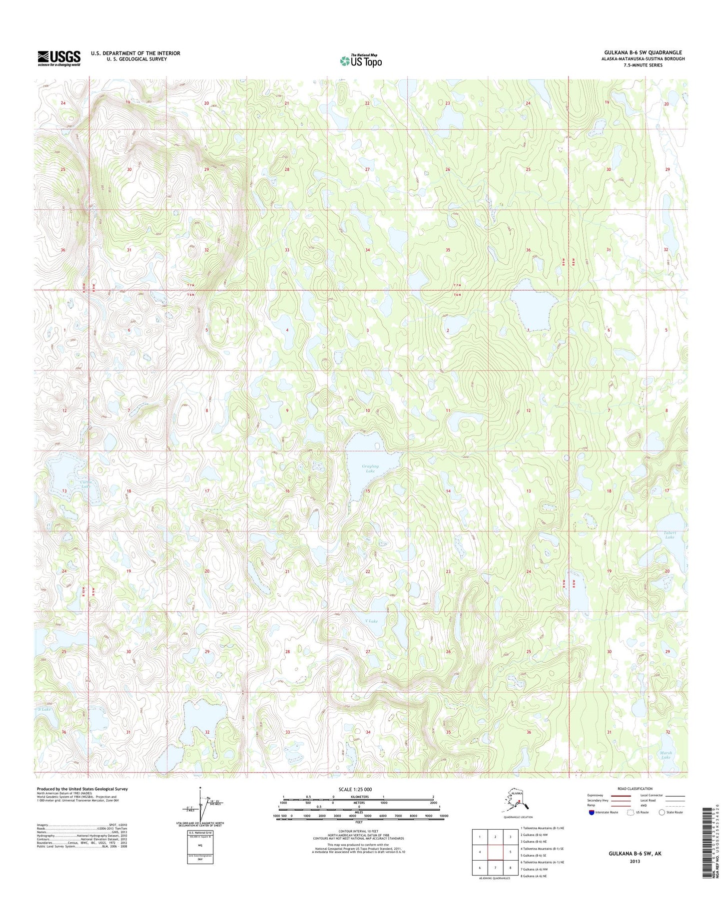Gulkana B-6 SW Alaska US Topo Map Image
