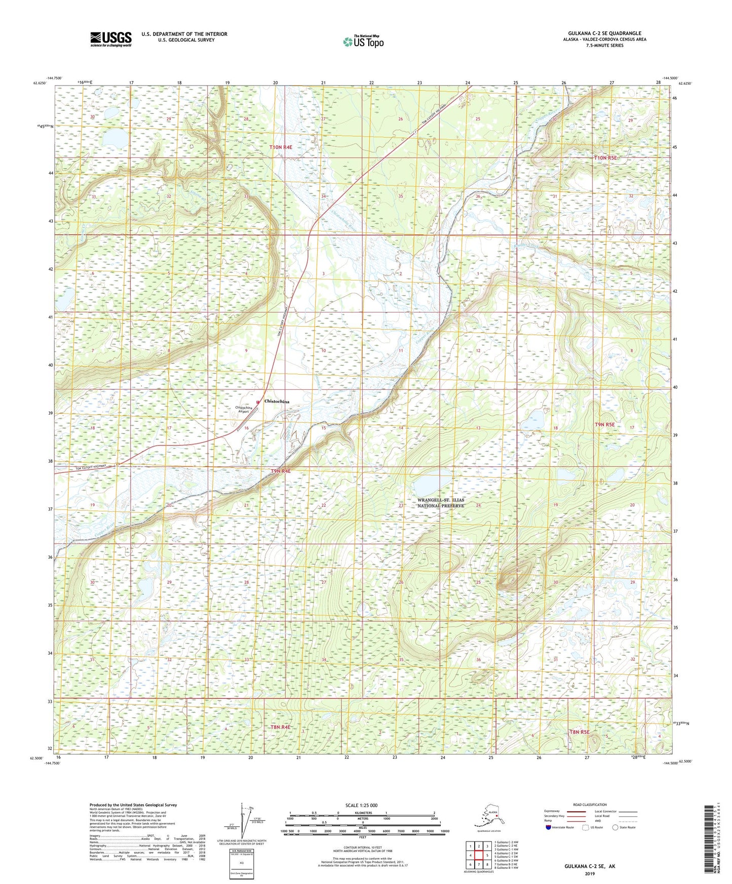 Gulkana C-2 SE Alaska US Topo Map Image