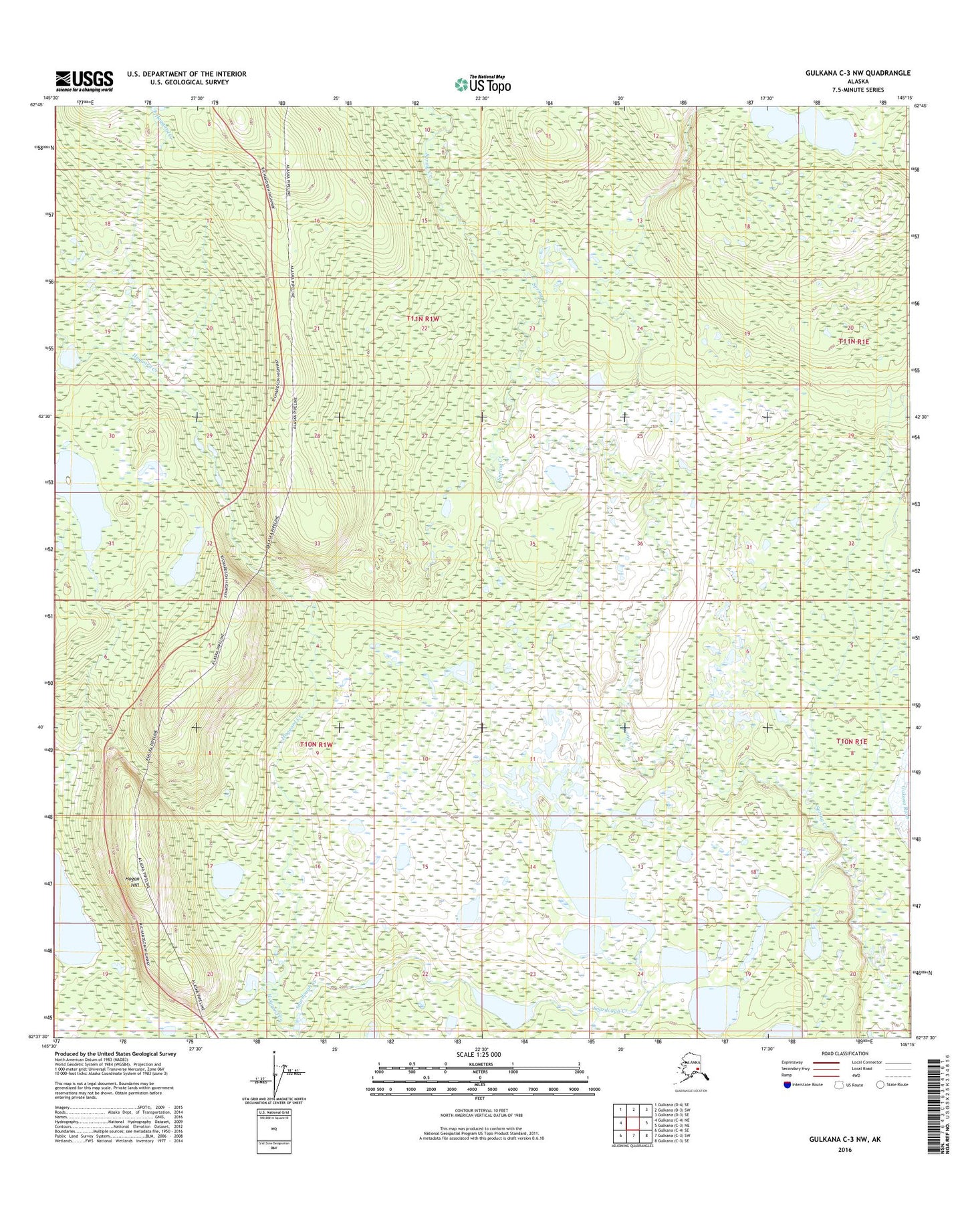 Gulkana C-3 NW Alaska US Topo Map Image