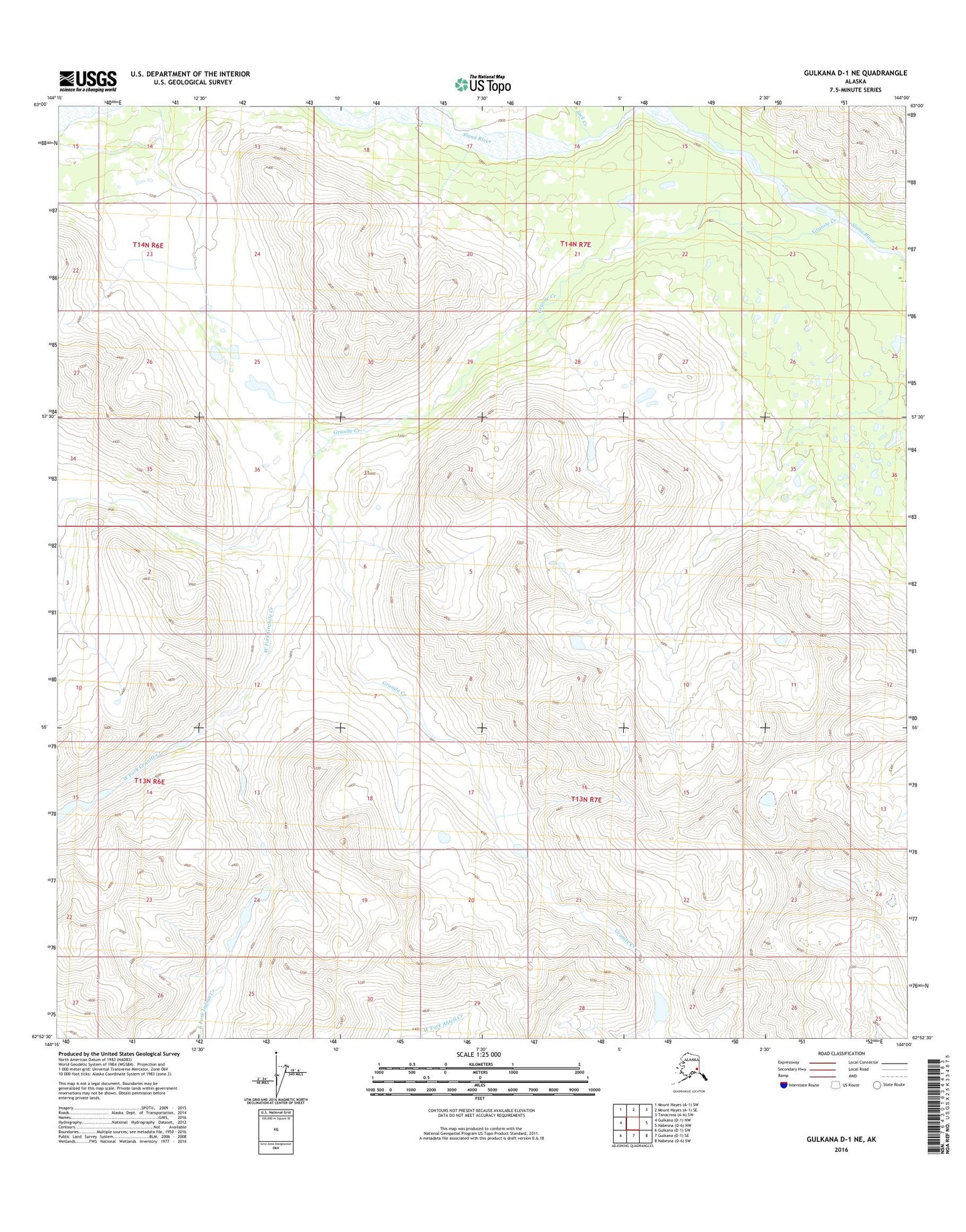Gulkana D-1 NE Alaska US Topo Map Image