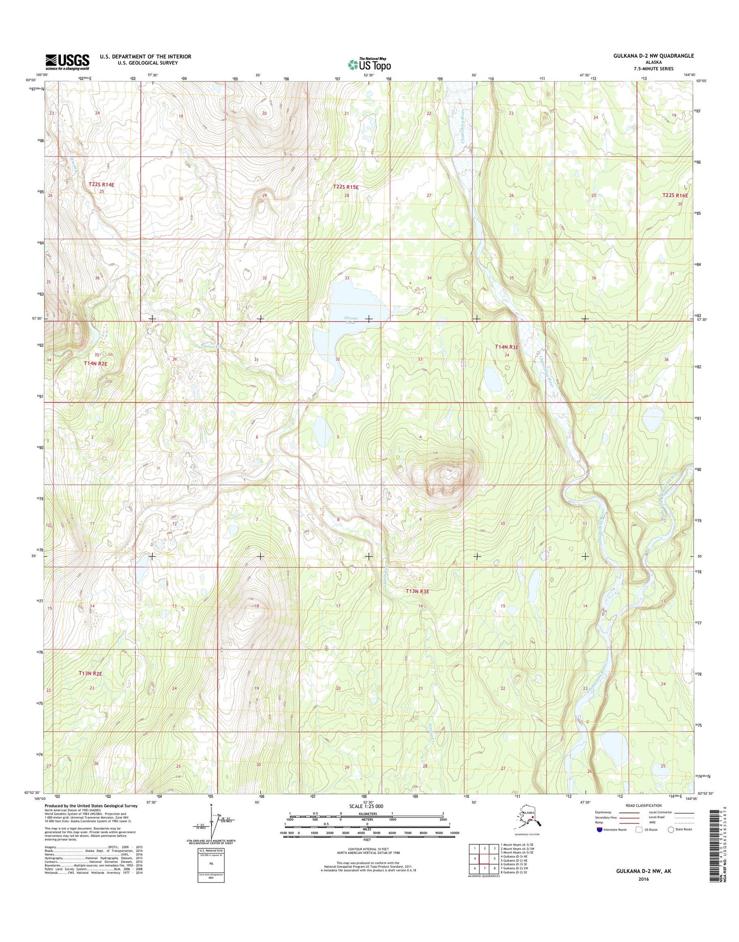 Gulkana D-2 NW Alaska US Topo Map Image