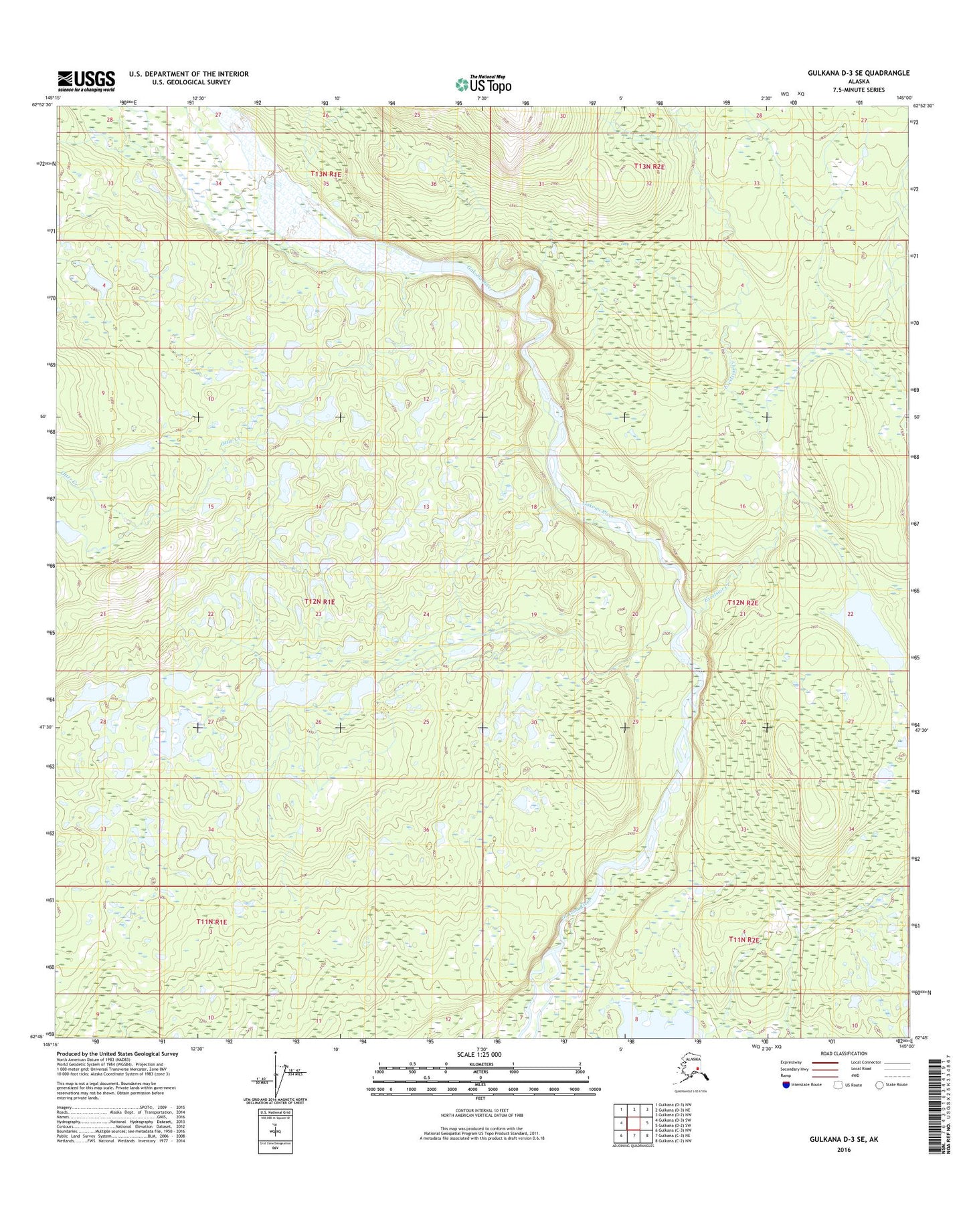 Gulkana D-3 SE Alaska US Topo Map Image