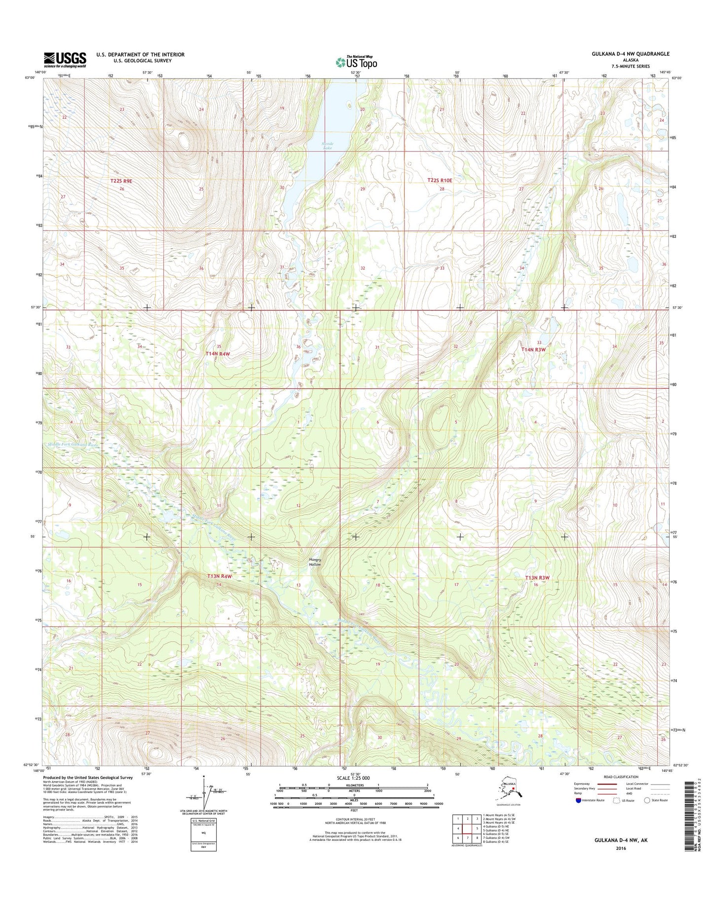 Gulkana D-4 NW Alaska US Topo Map Image