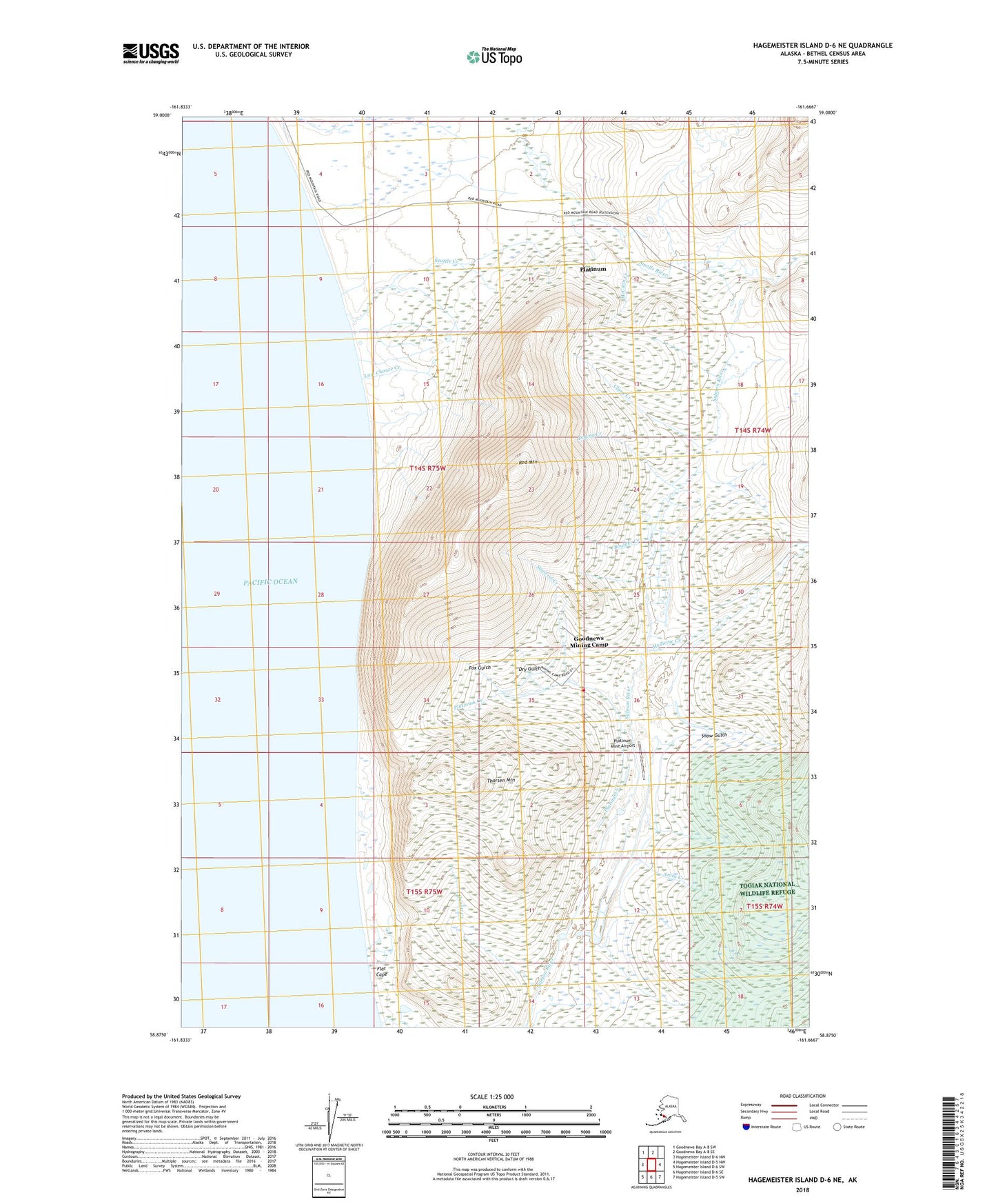 Hagemeister Island D-6 NE Alaska US Topo Map Image