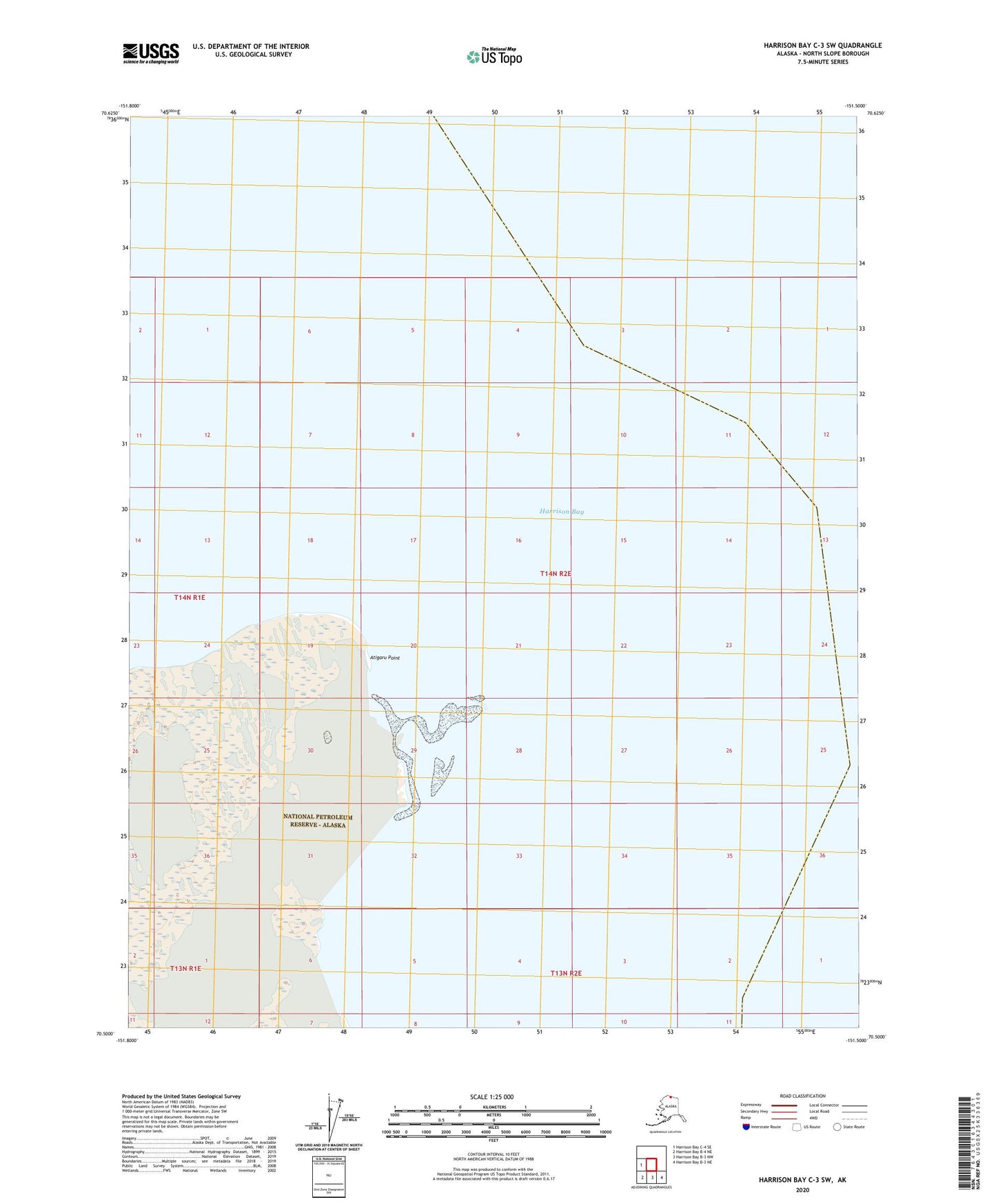 Harrison Bay C-3 SW Alaska US Topo Map Image