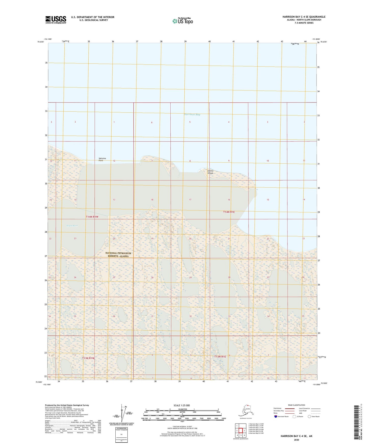 Harrison Bay C-4 SE Alaska US Topo Map Image