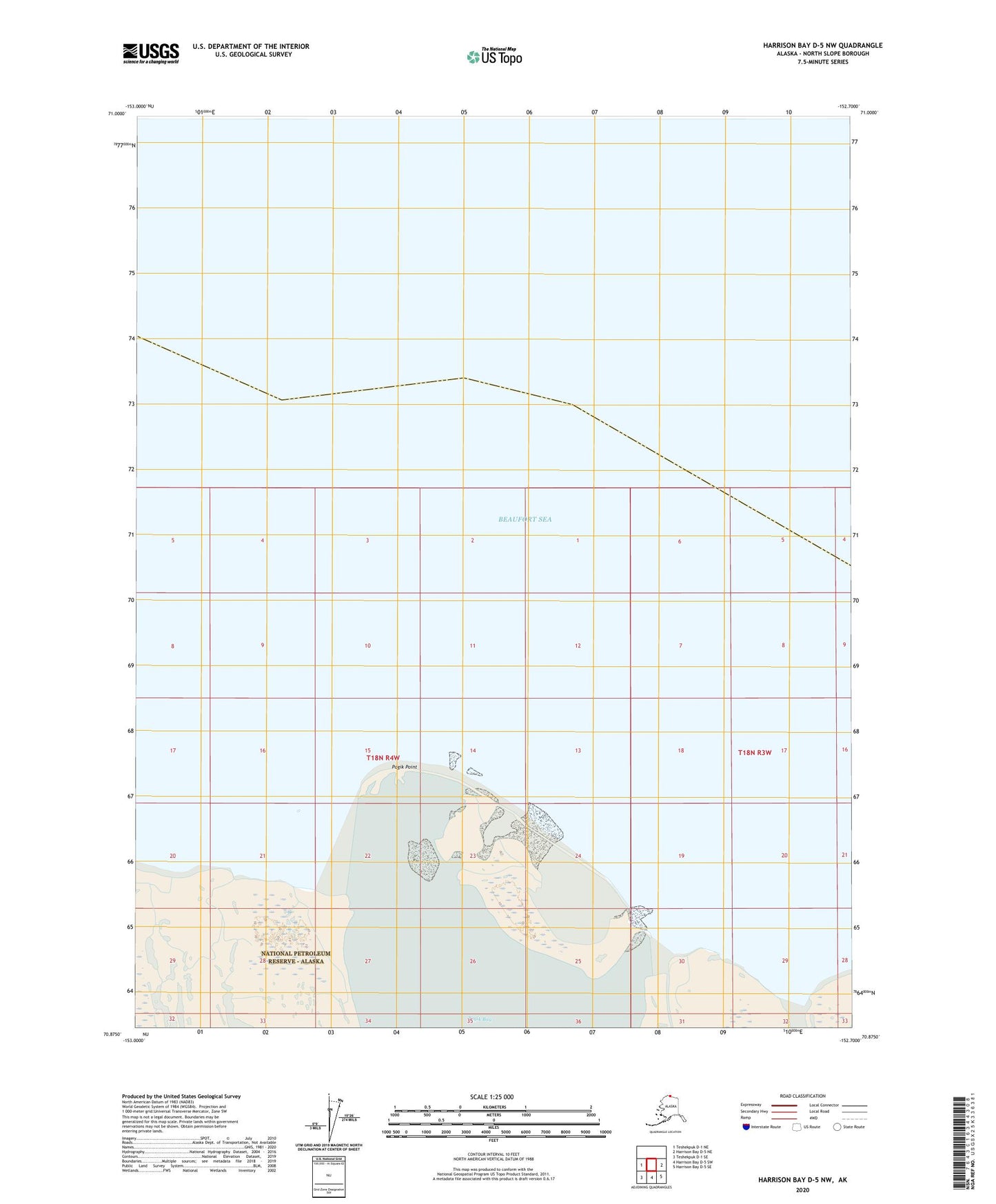 Harrison Bay D-5 NW Alaska US Topo Map Image