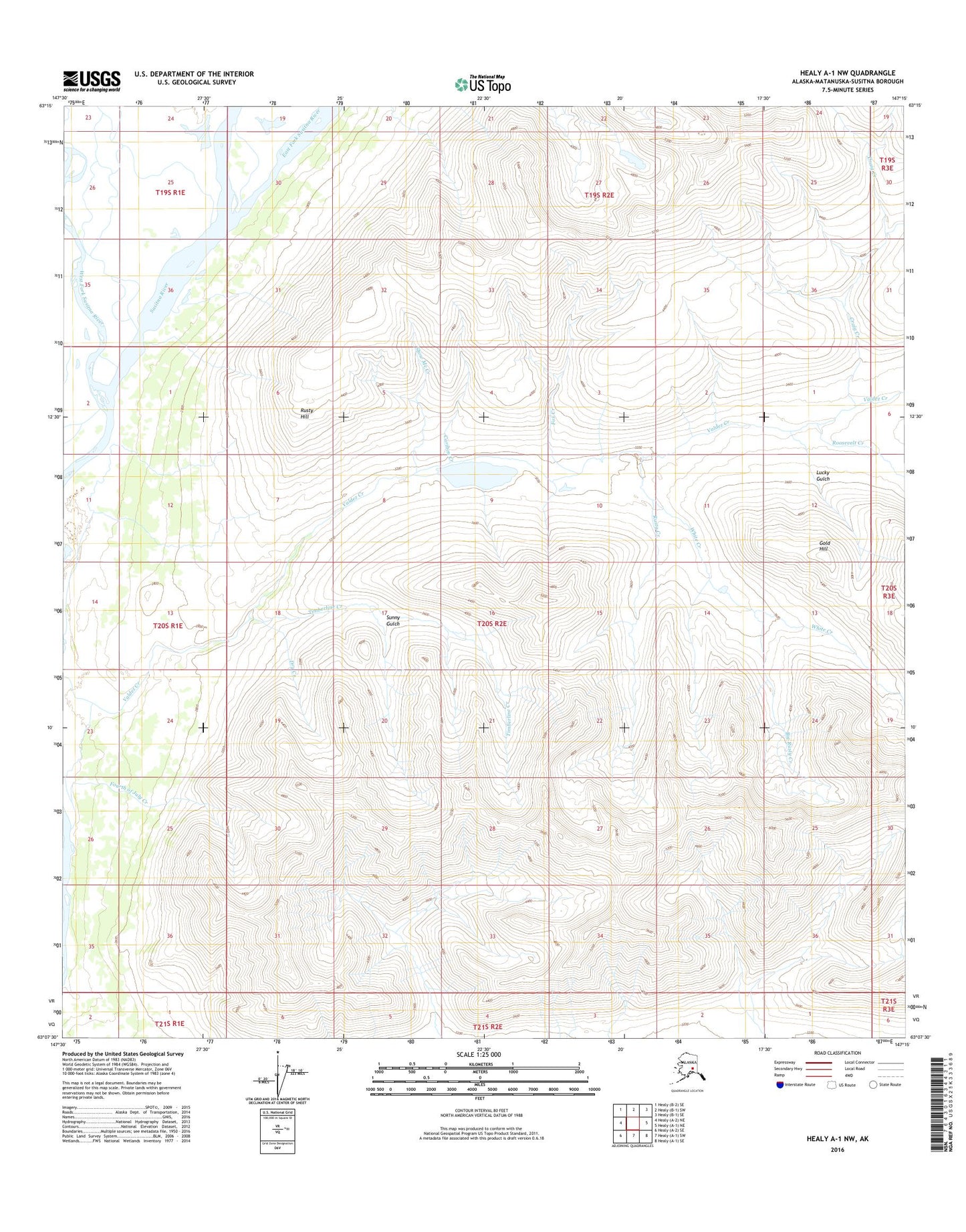 Healy A-1 NW Alaska US Topo Map Image
