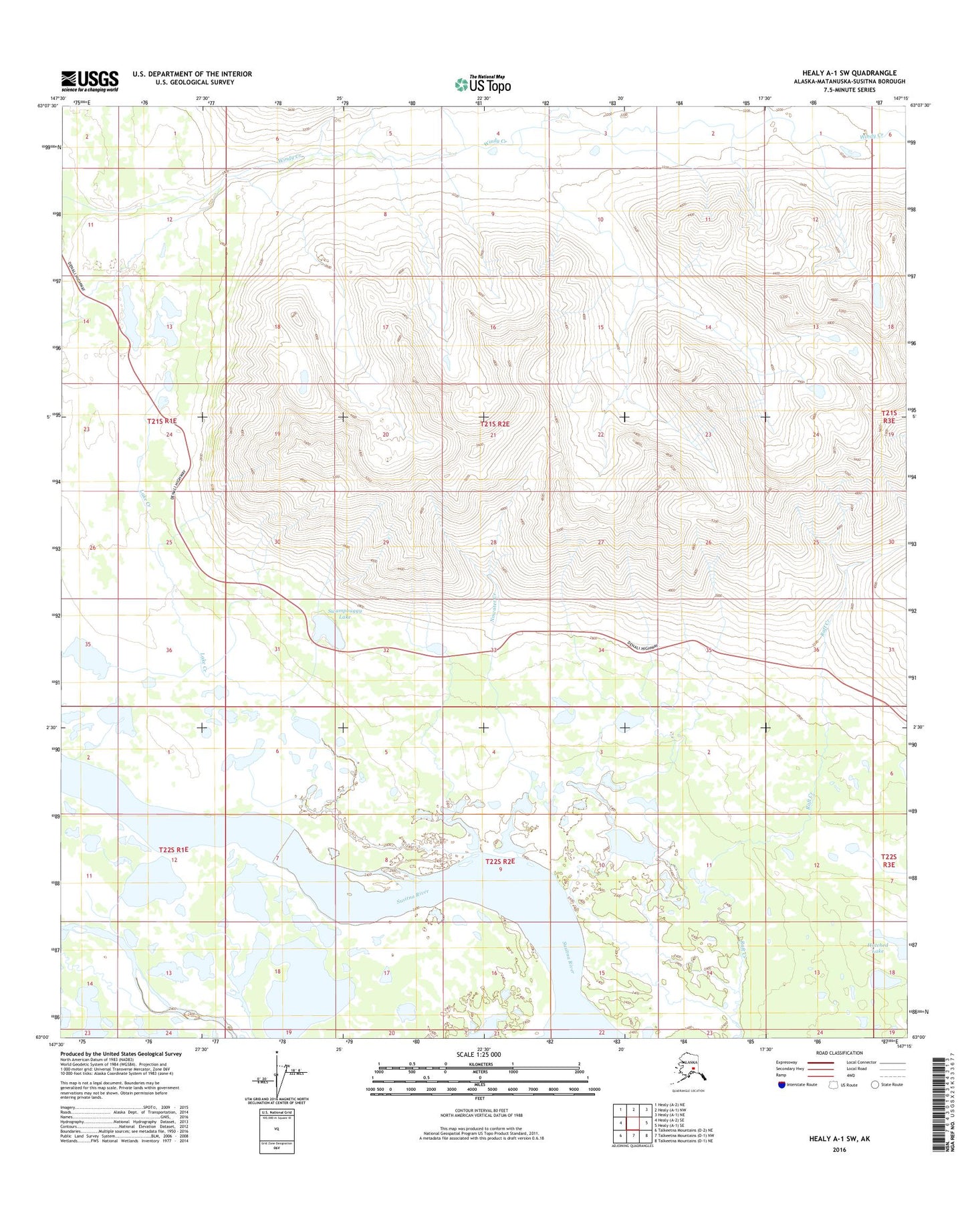 Healy A-1 SW Alaska US Topo Map Image
