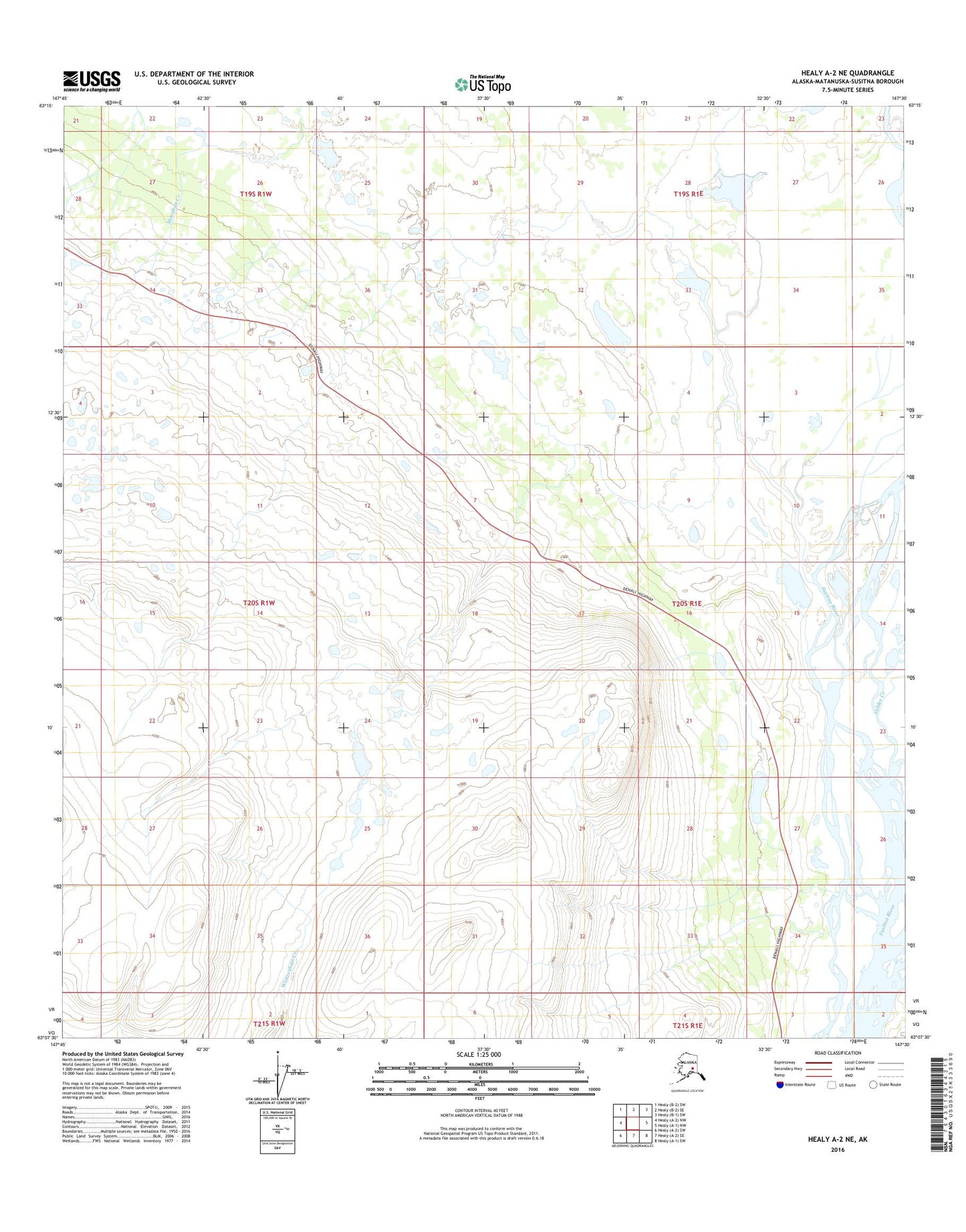 Healy A-2 NE Alaska US Topo Map Image