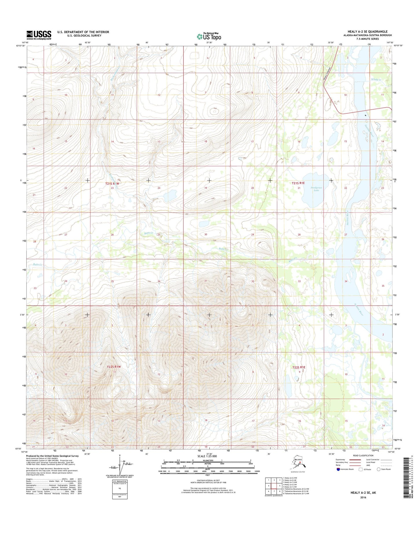 Healy A-2 SE Alaska US Topo Map Image