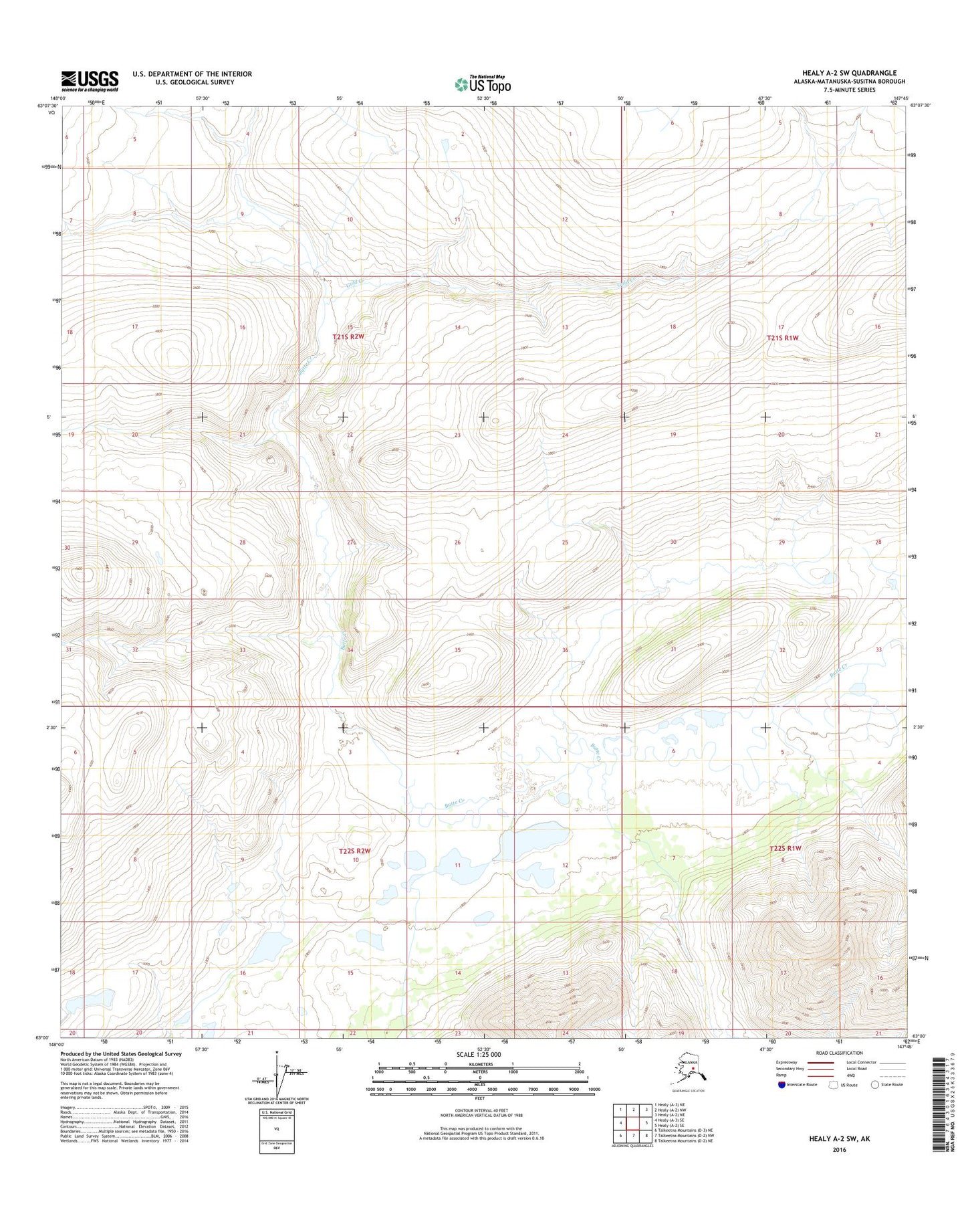 Healy A-2 SW Alaska US Topo Map Image