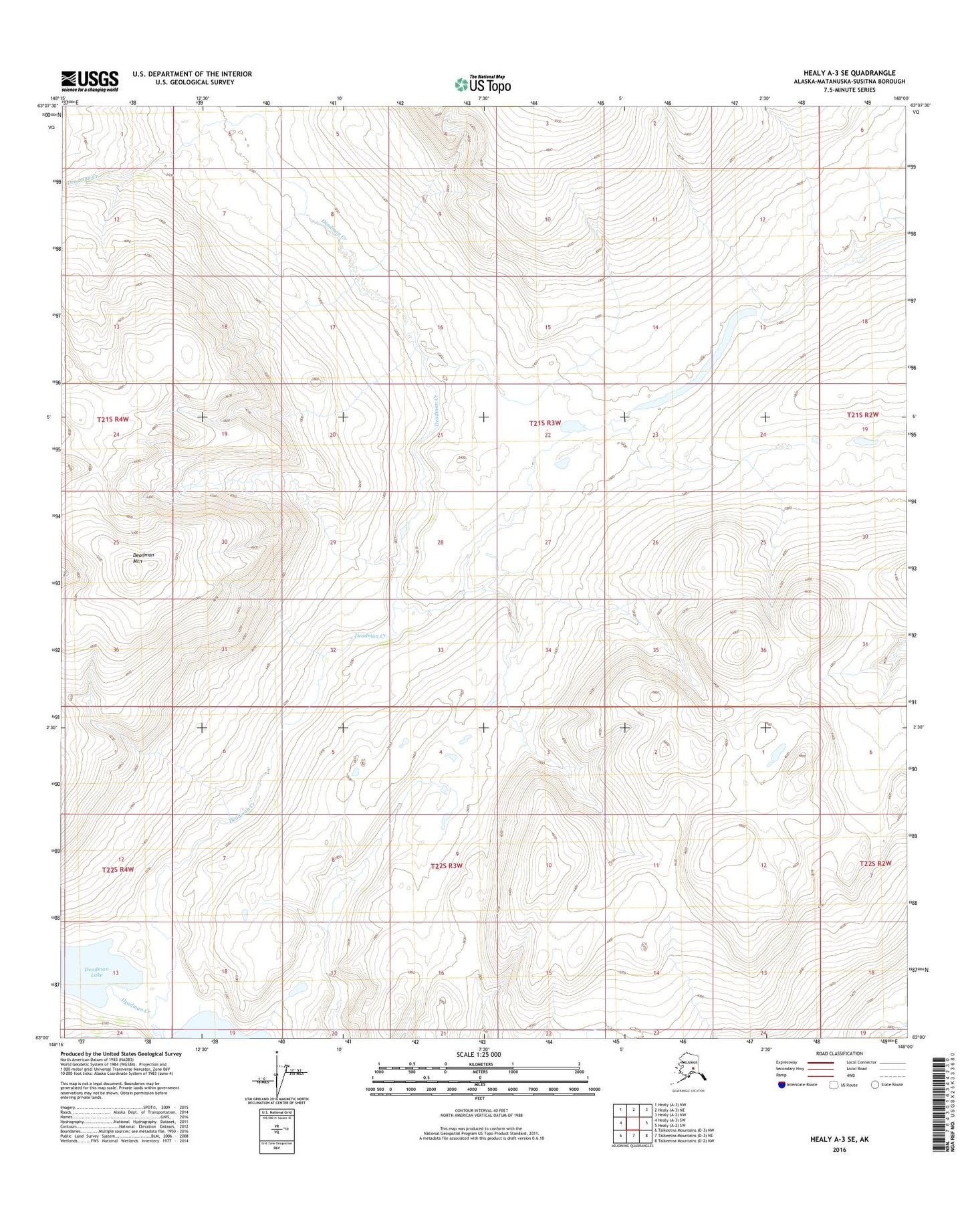 Healy A-3 SE Alaska US Topo Map Image