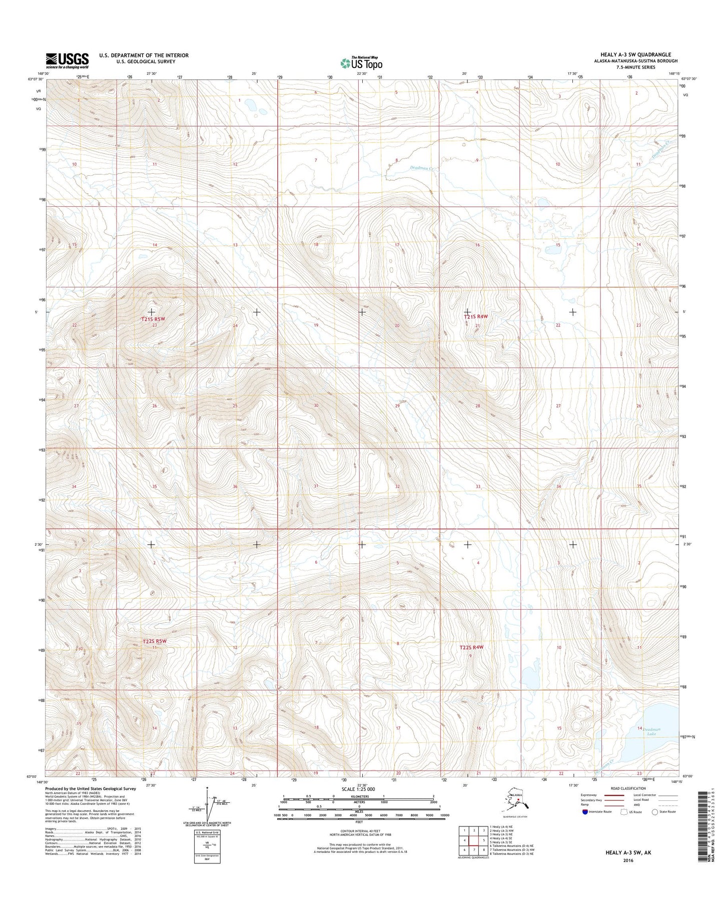 Healy A-3 SW Alaska US Topo Map Image