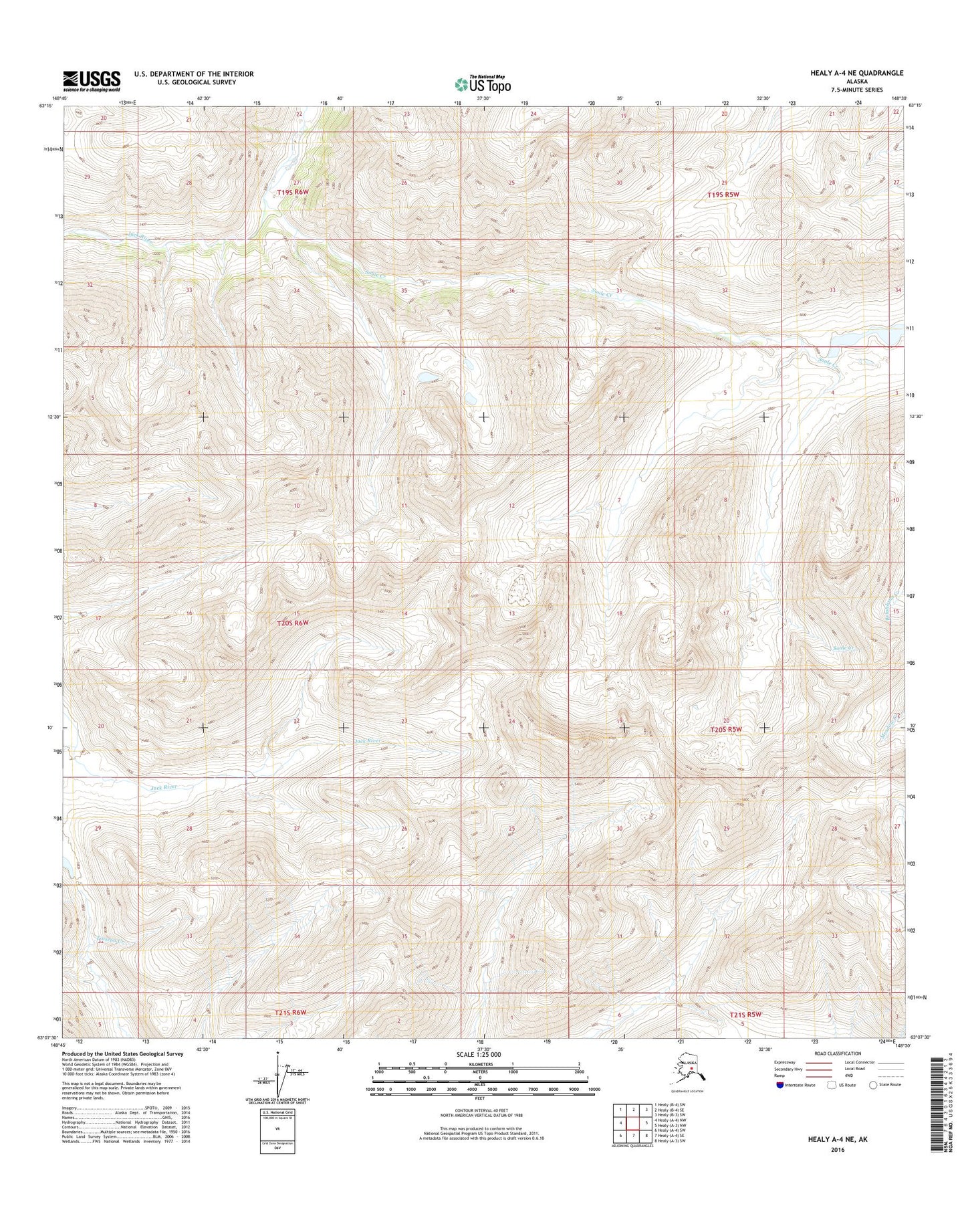 Healy A-4 NE Alaska US Topo Map Image