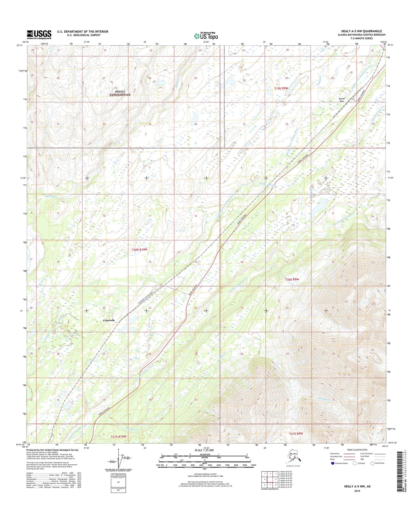 Healy A-5 NW Alaska US Topo Map Image