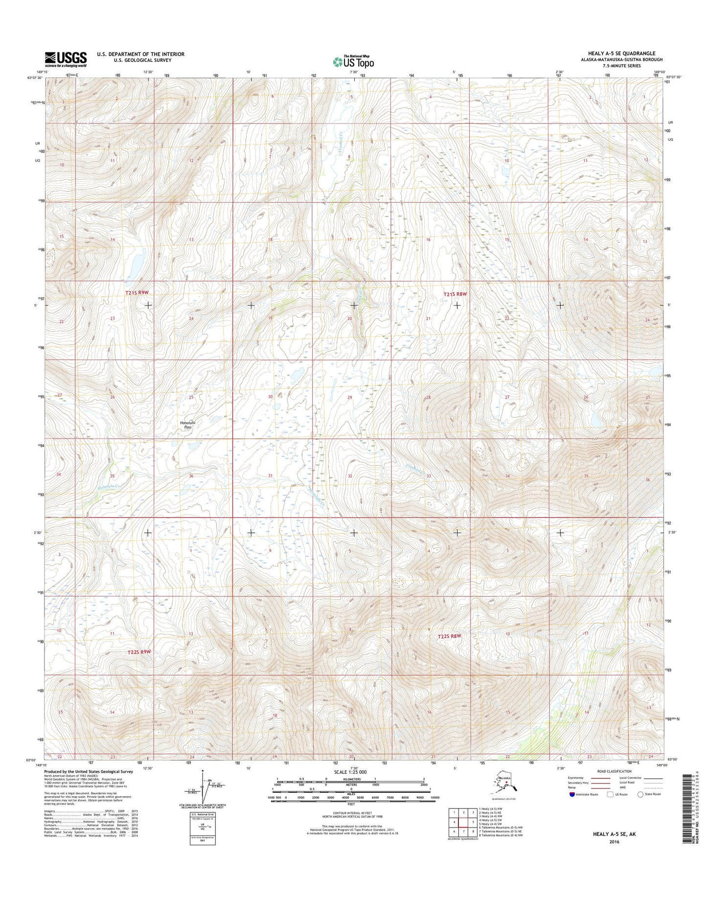 Healy A-5 SE Alaska US Topo Map Image