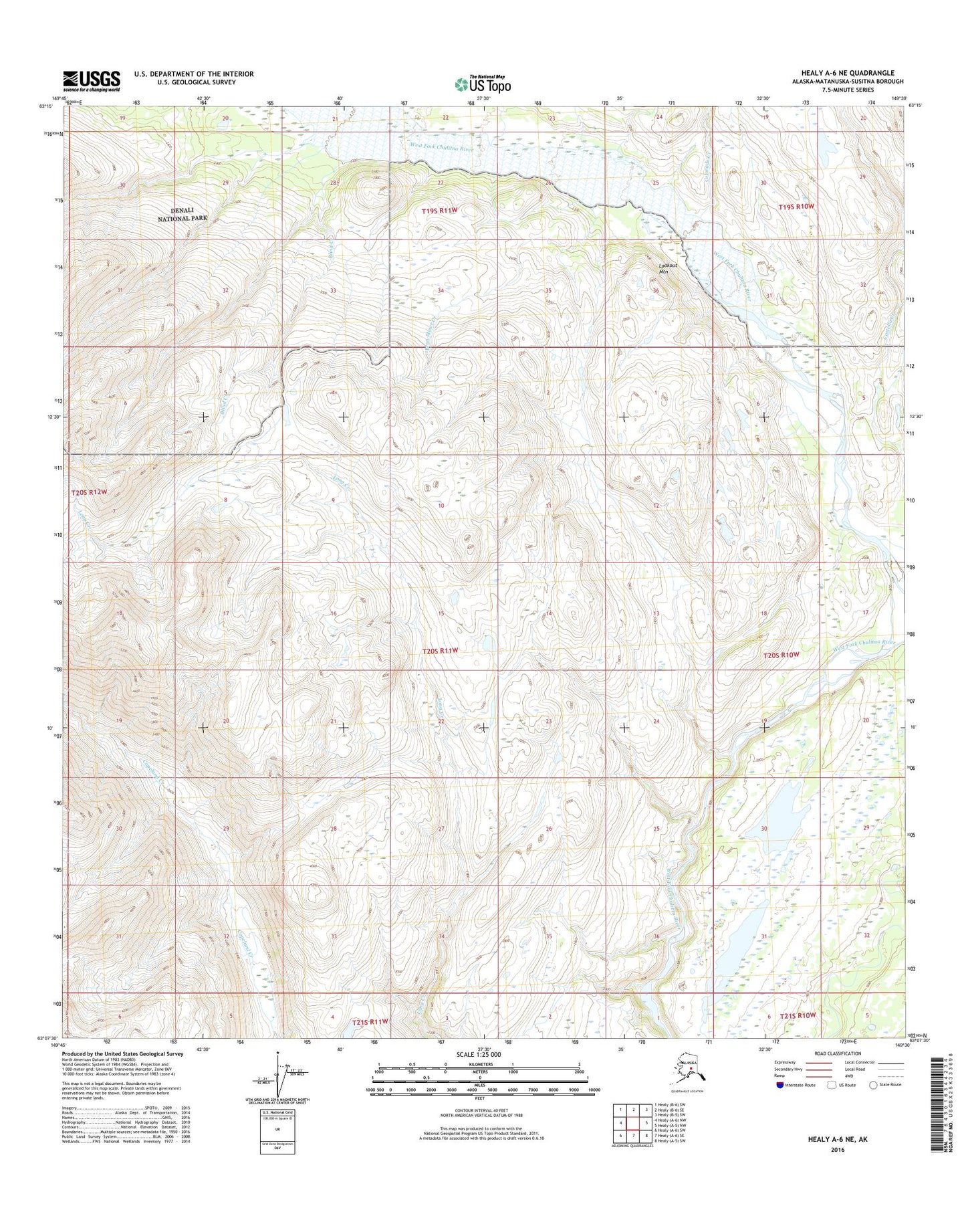 Healy A-6 NE Alaska US Topo Map Image