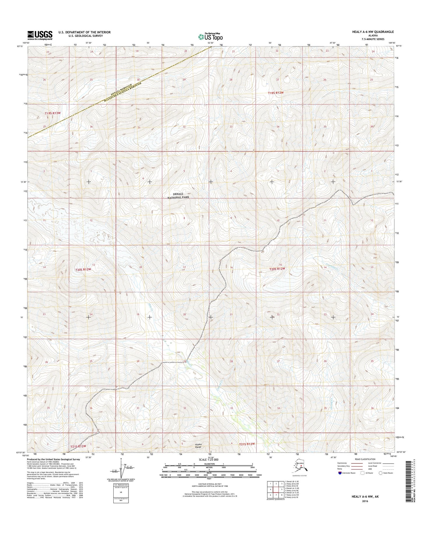Healy A-6 NW Alaska US Topo Map Image