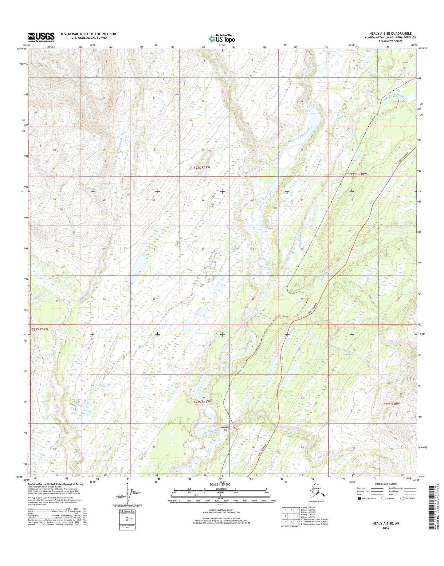 Healy A-6 SE Alaska US Topo Map Image