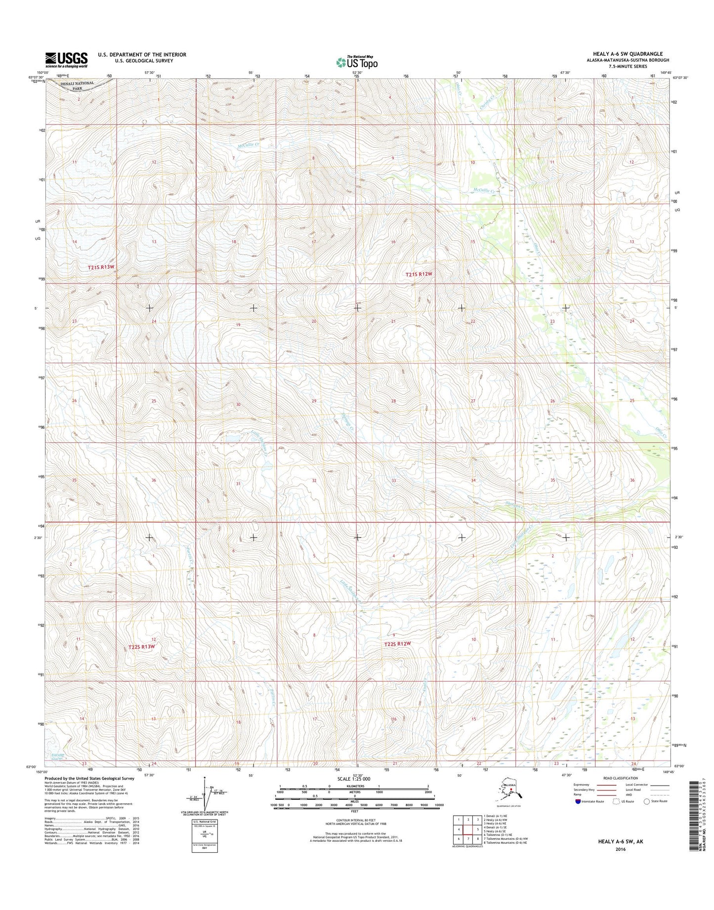 Healy A-6 SW Alaska US Topo Map Image